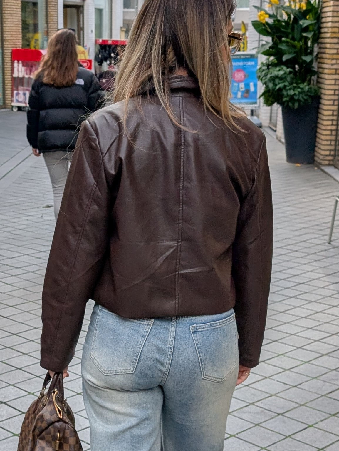 Leather look crob jacket