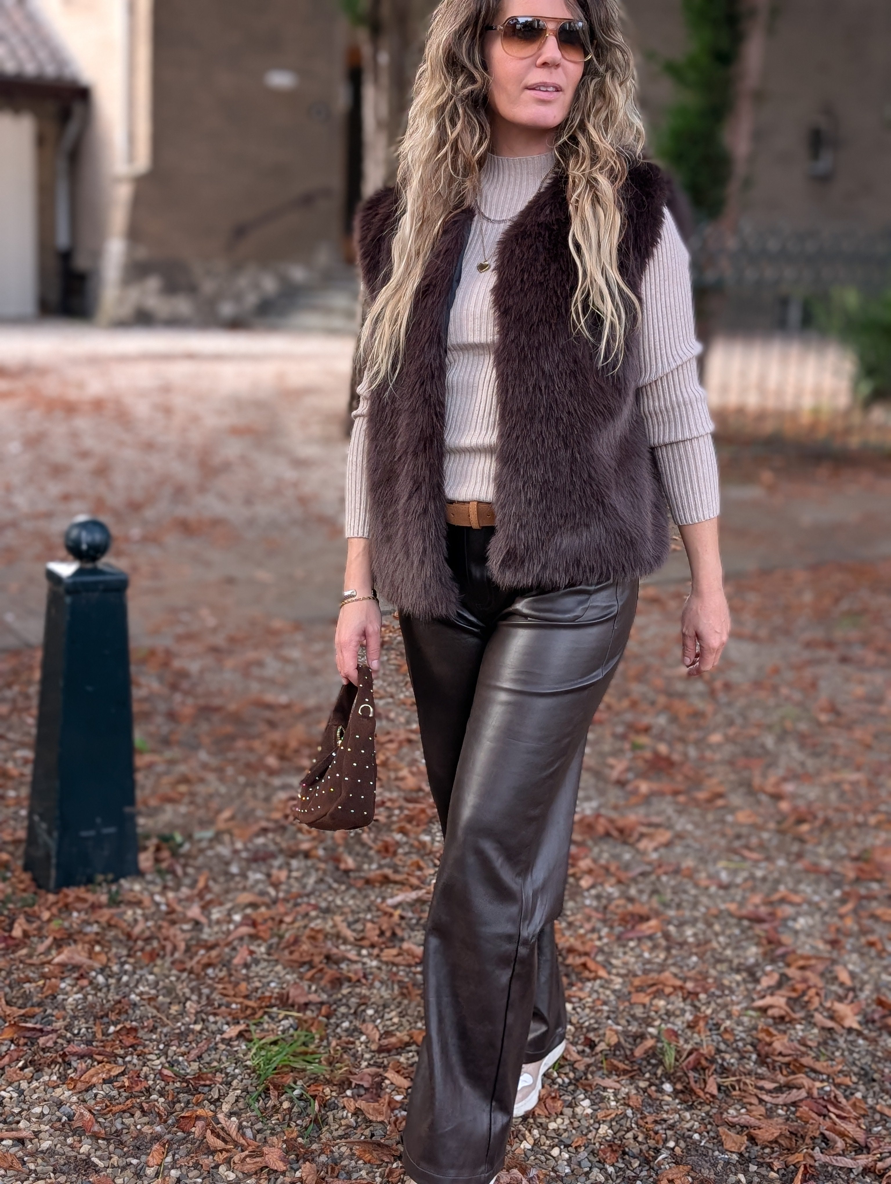 Vegan Leren broek donker bruin