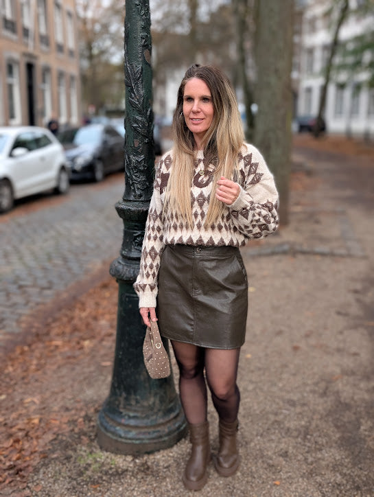 Pu leren dames rok bruin