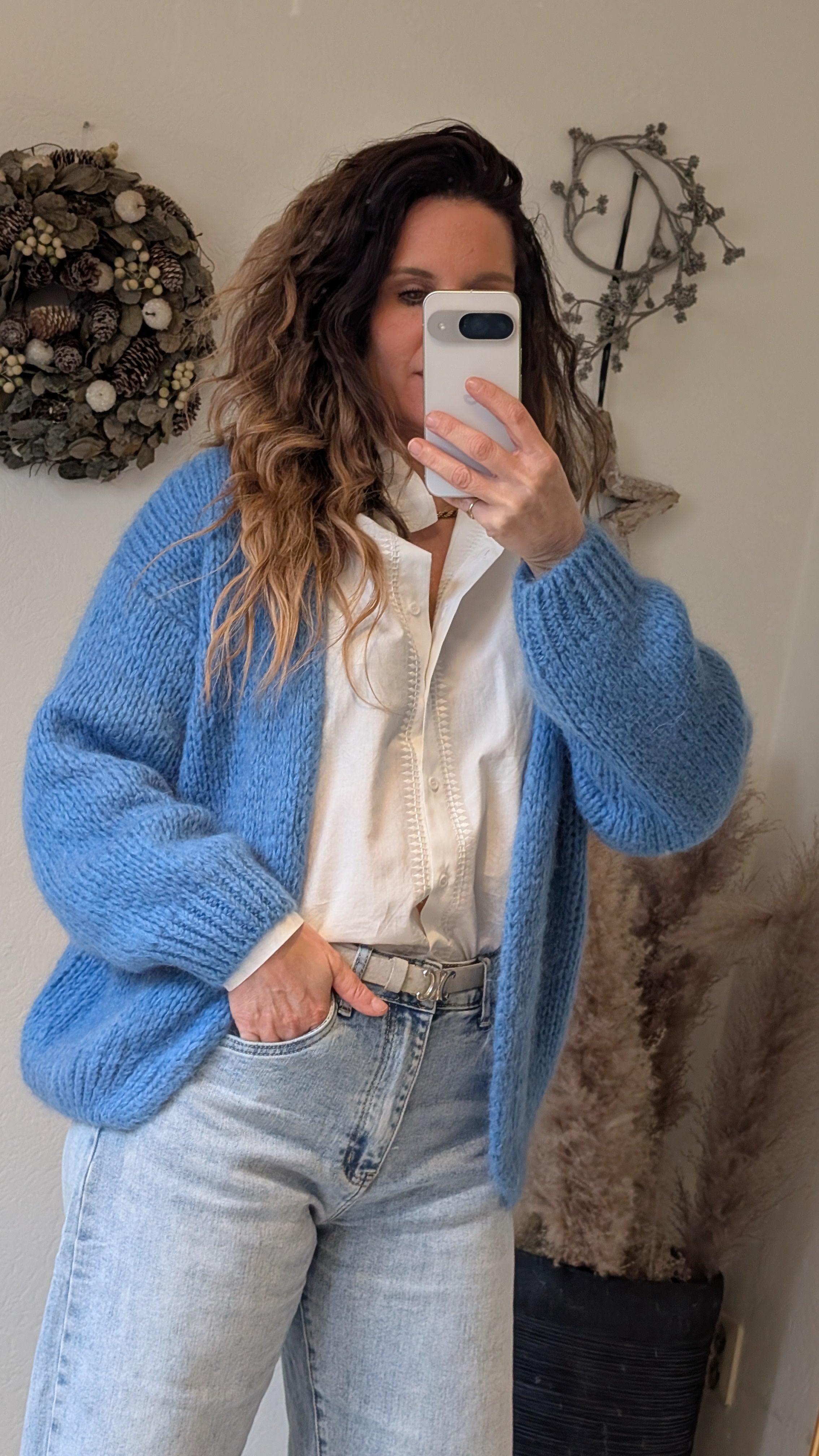 Witte Katoenen Dames BLouse met Ruches