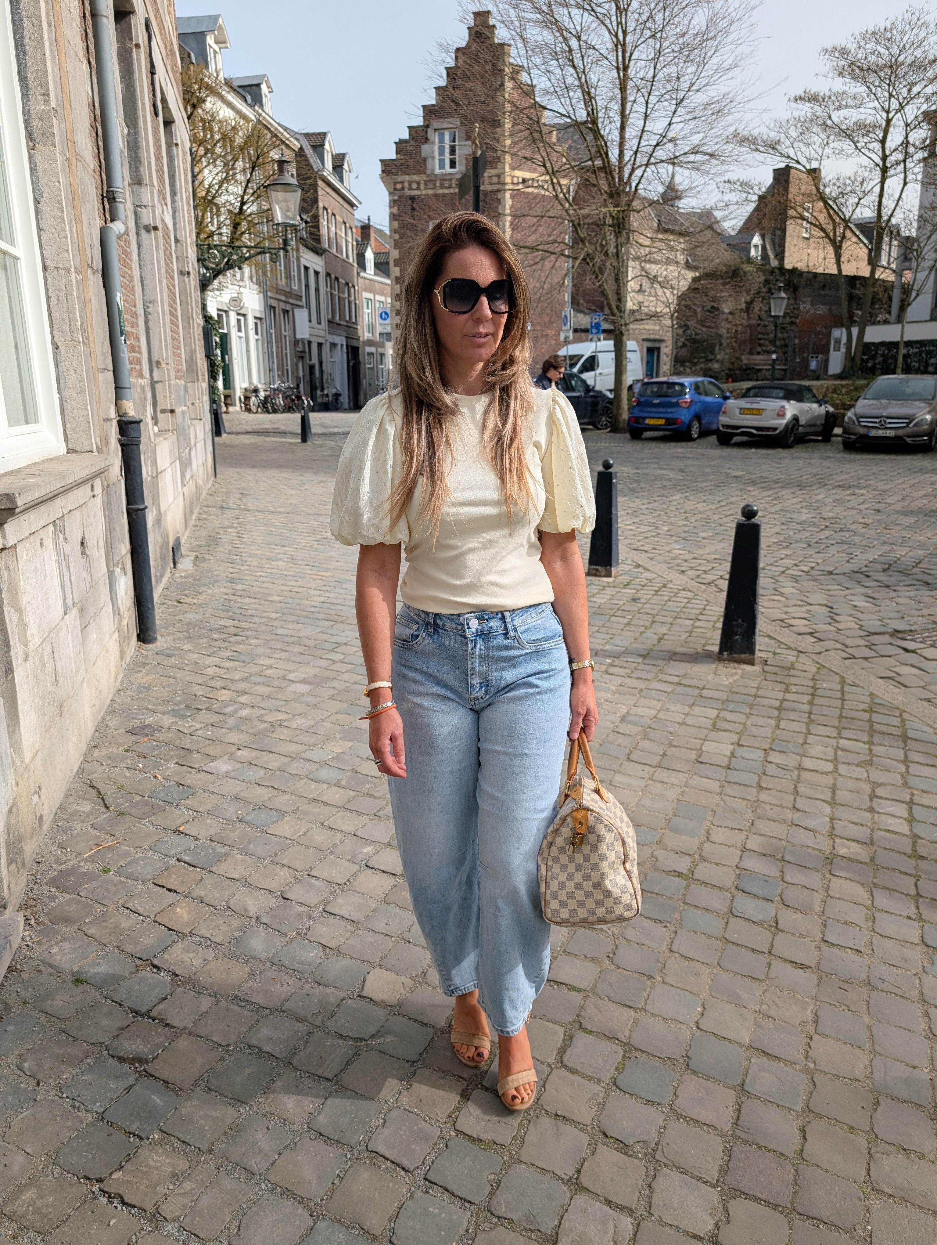 Zachtgeel Romantische Top Met Pofmouwen
