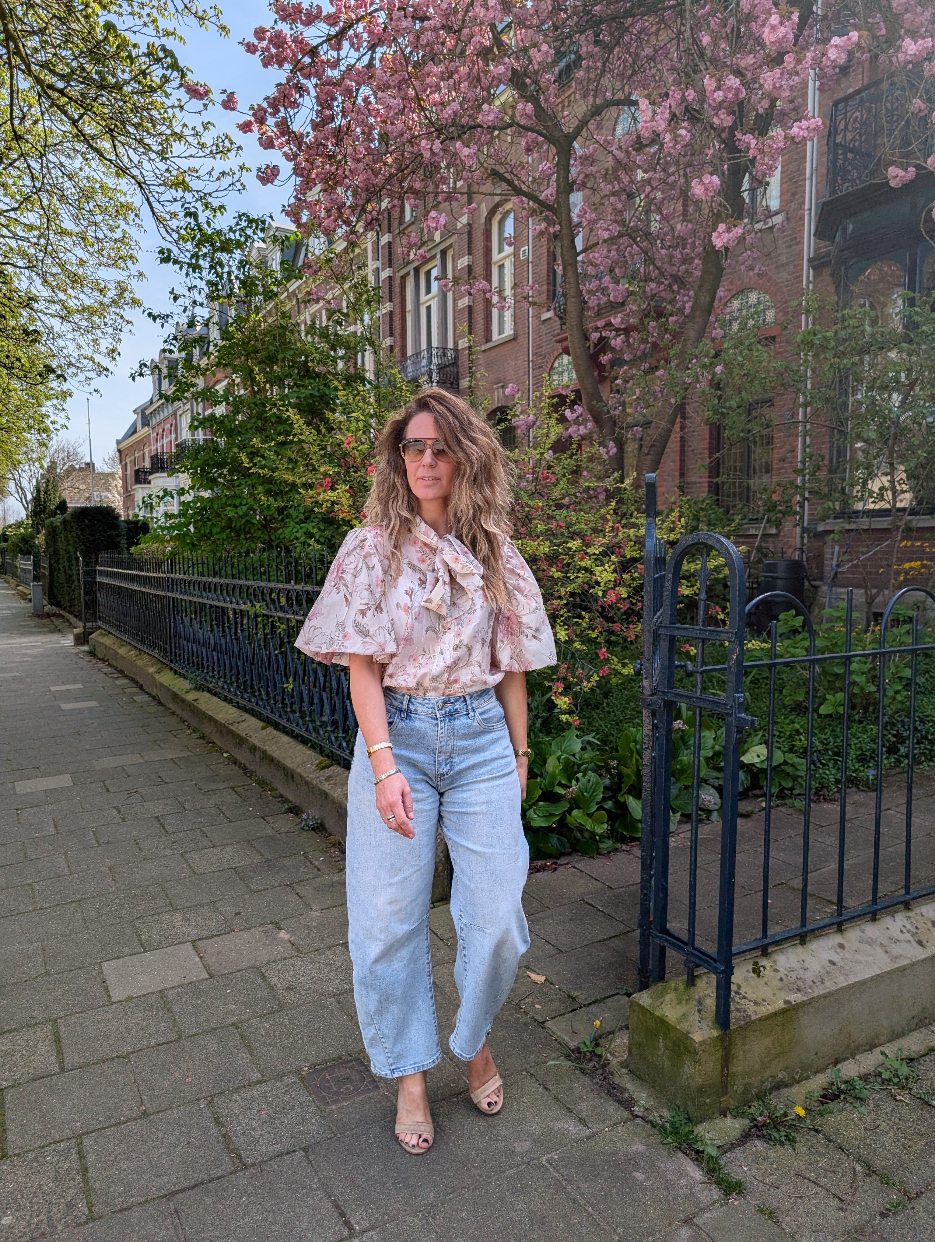 Romantic Floral Bow Blouse