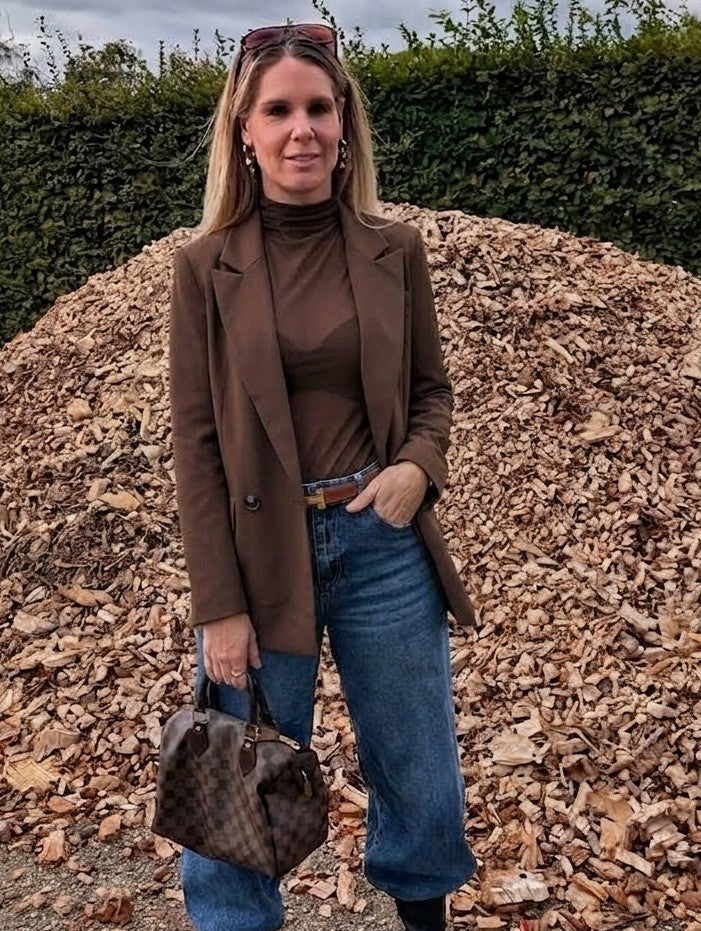 Transparante Mesh Top met Mock Neck – Bordeauxrood & Chocoladebruin
