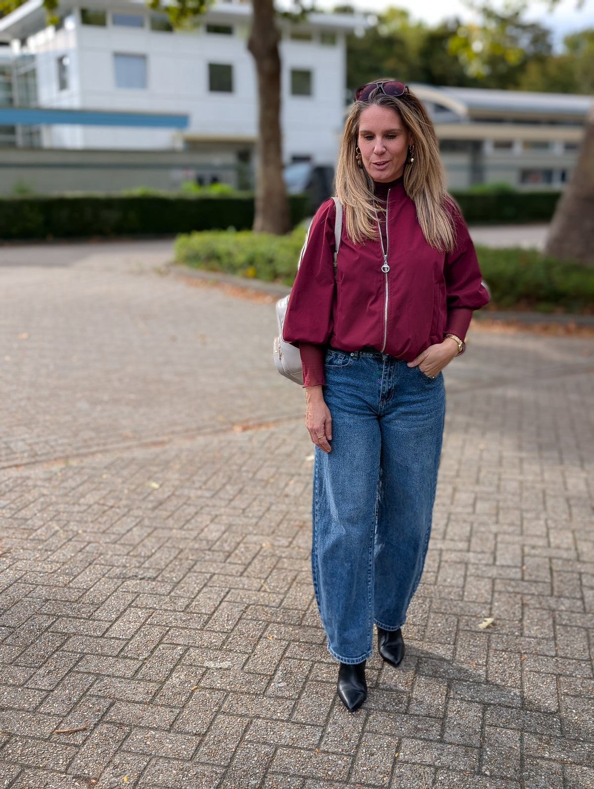 Oversized Short Sleeve Track Jacket – Burgundy