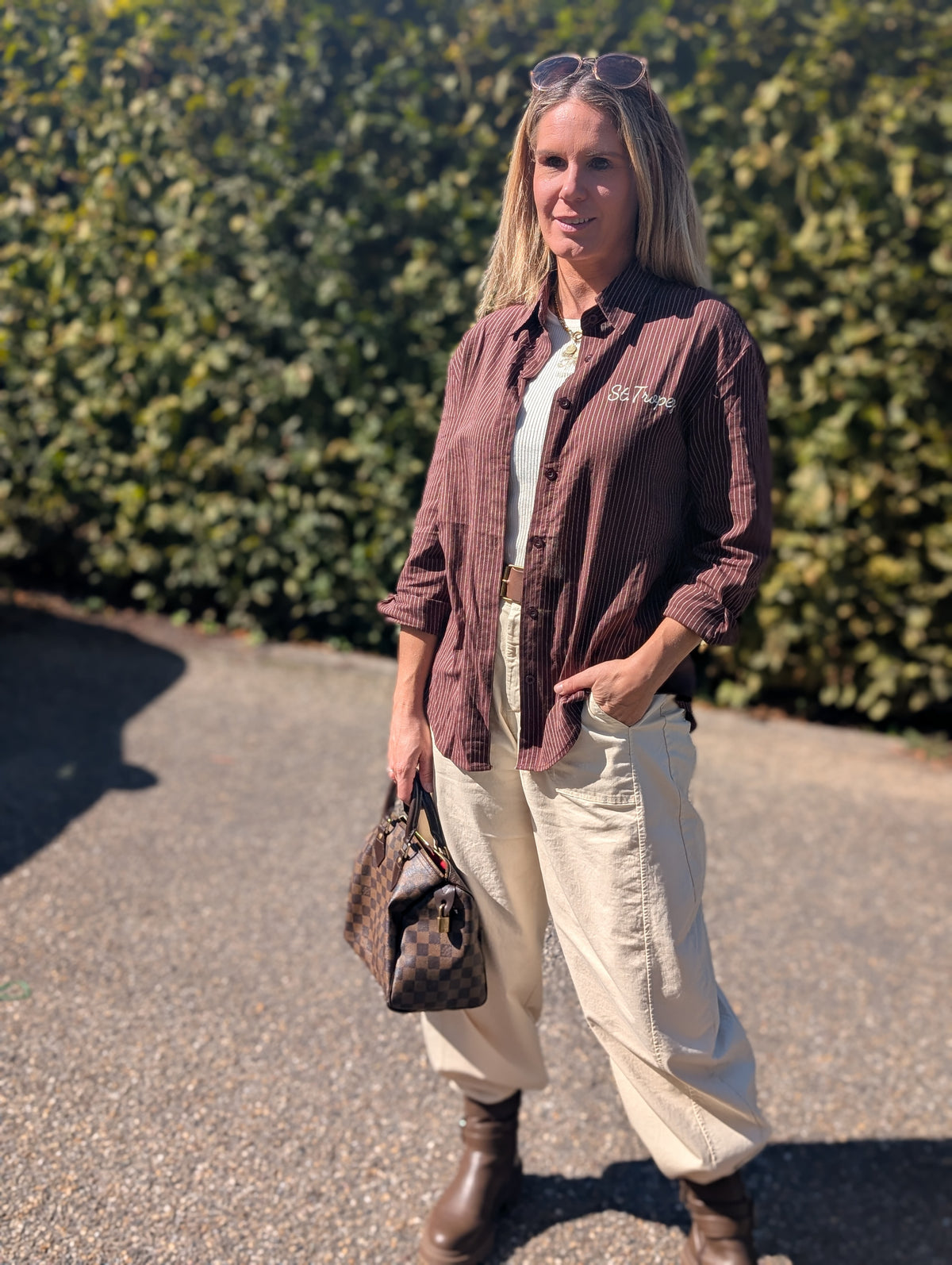 Gestreepte Blouse St. Tropez - Chocoladebruin/Wit