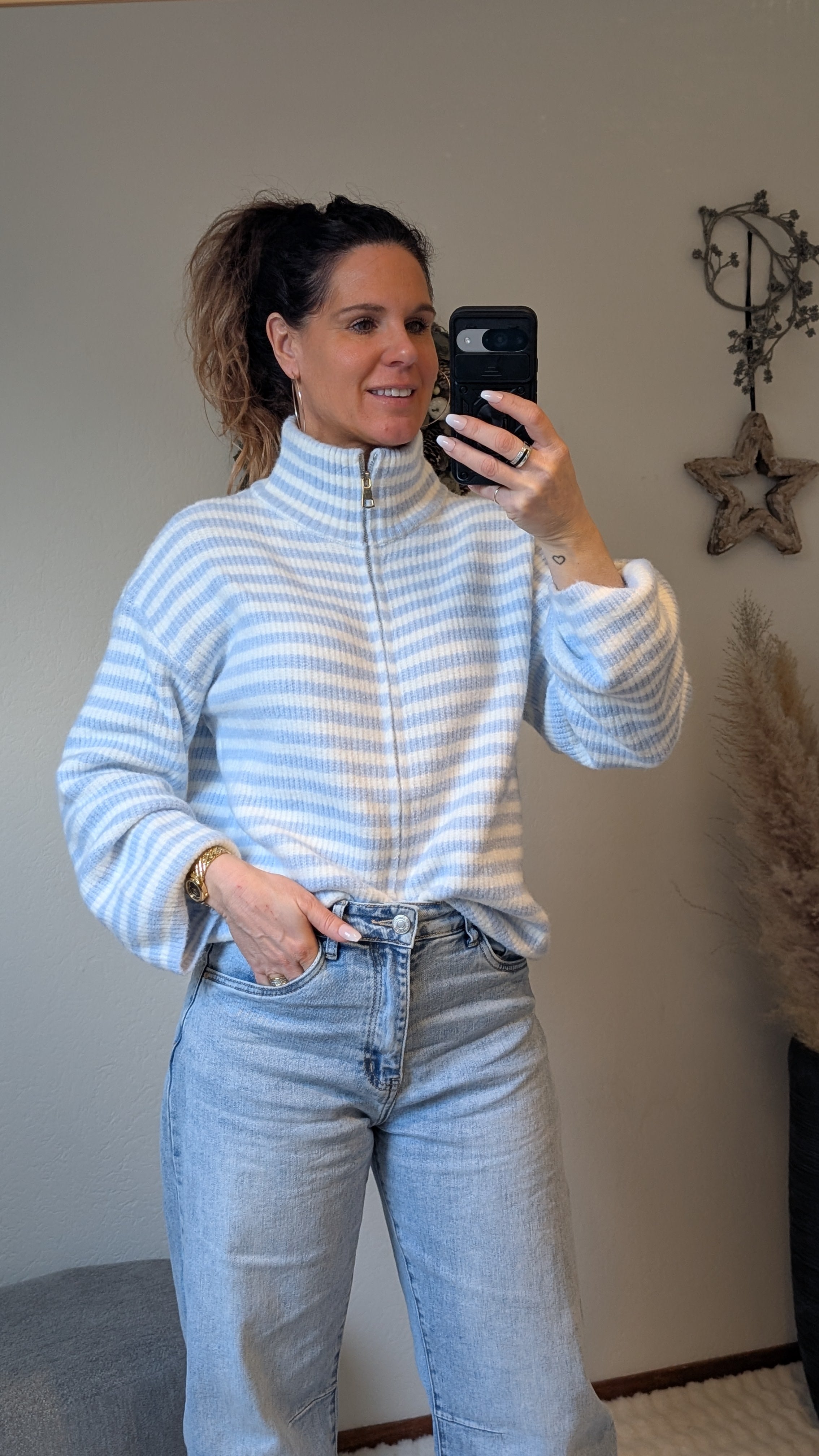 Blauw Wit Gestreept Dames Vest