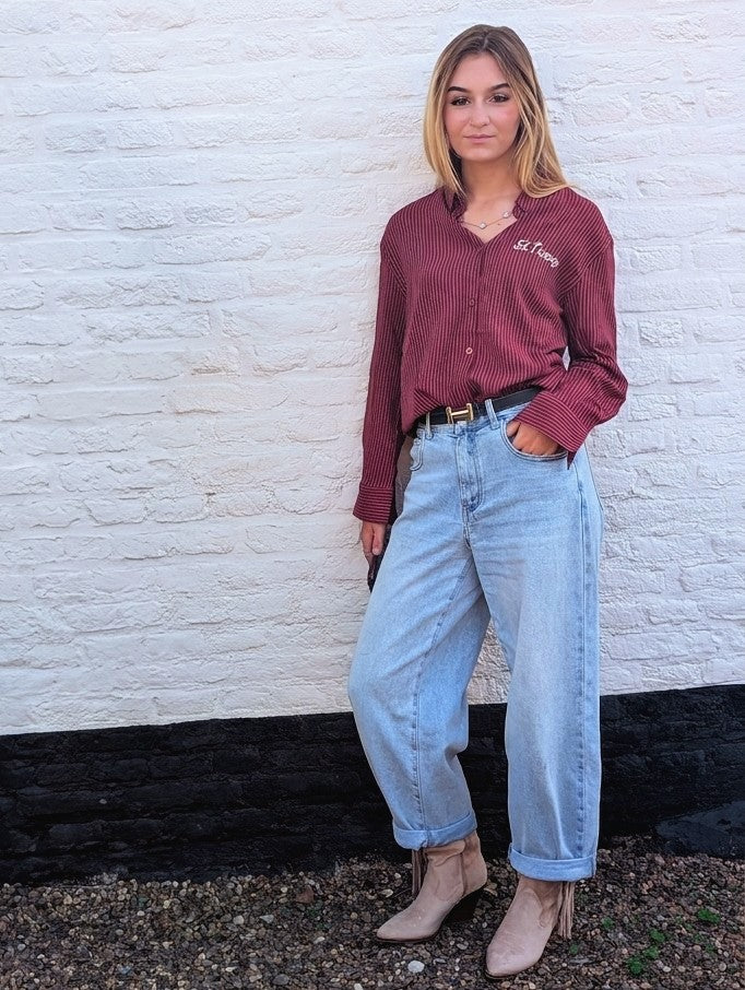 Gestreepte Blouse St. Tropez - Bordeauxrood/Wit