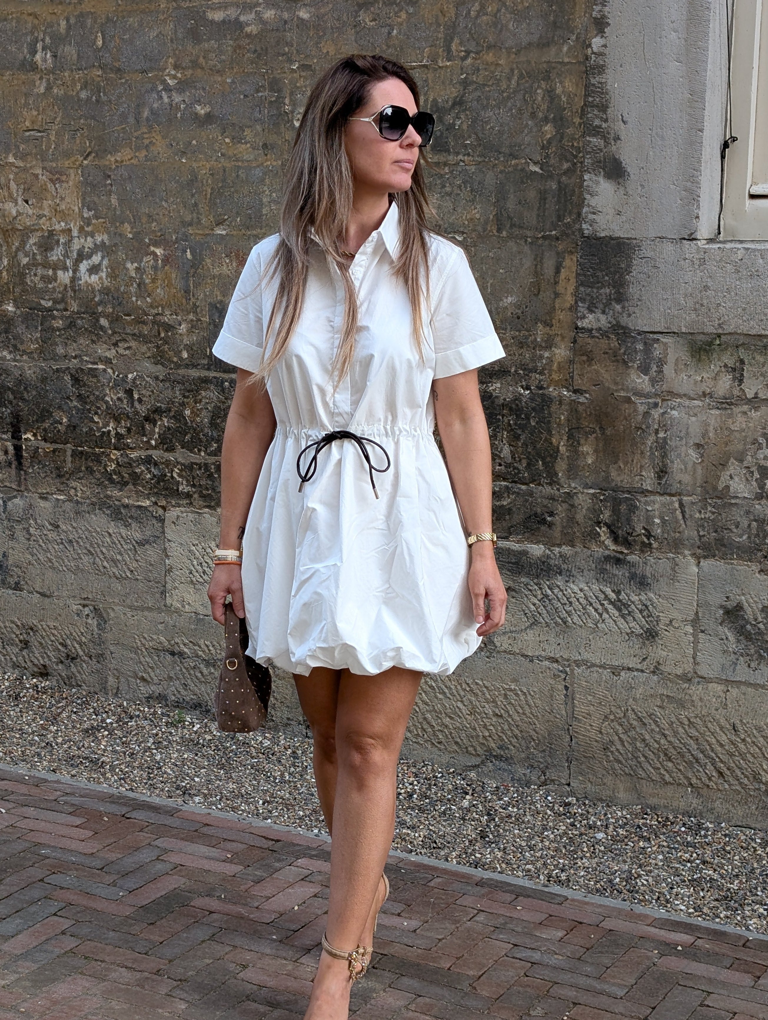 Elegante Witte Dames Jurk met Ballonrok