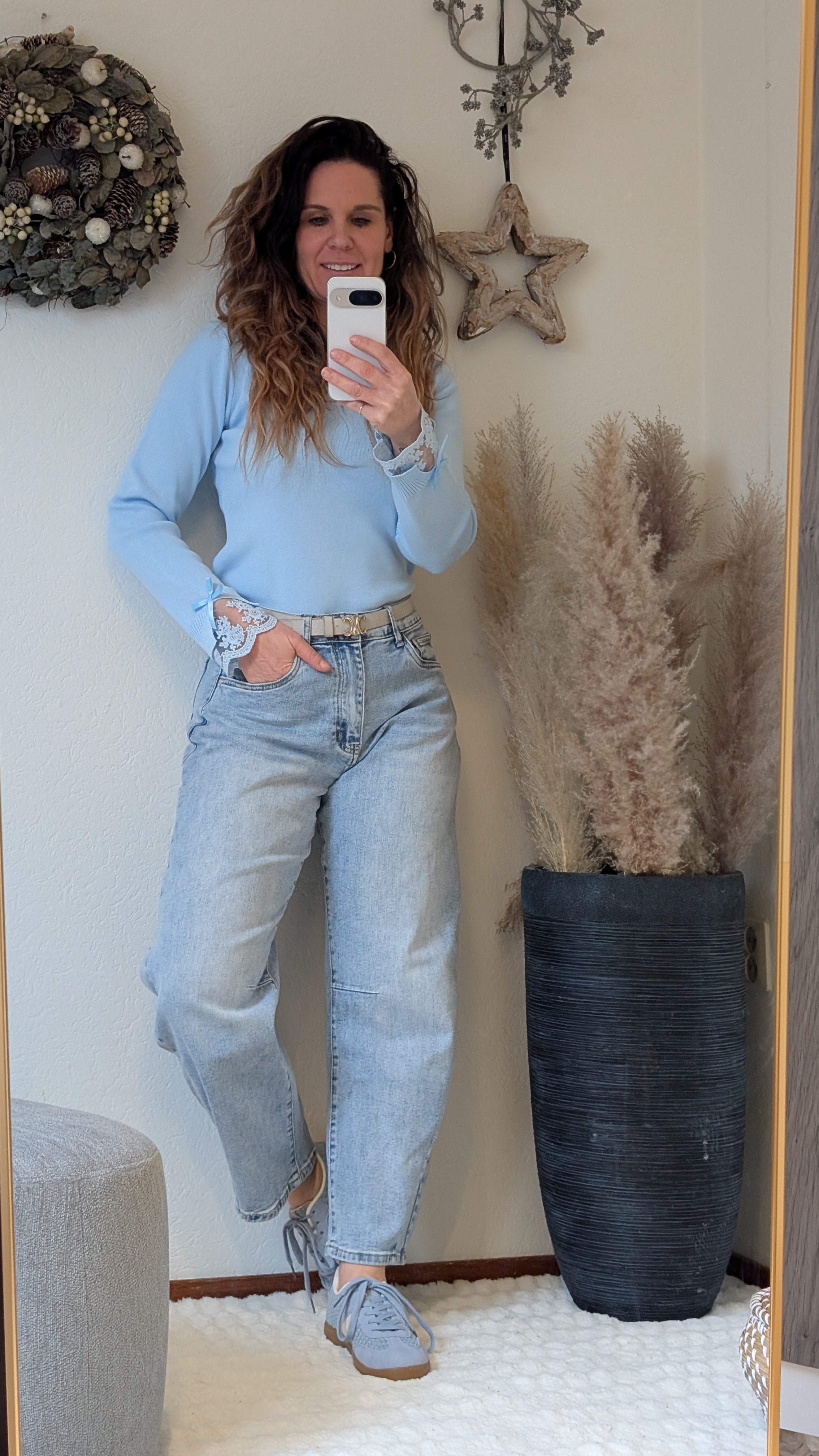 High Waist Barrel Jeans Light Blue