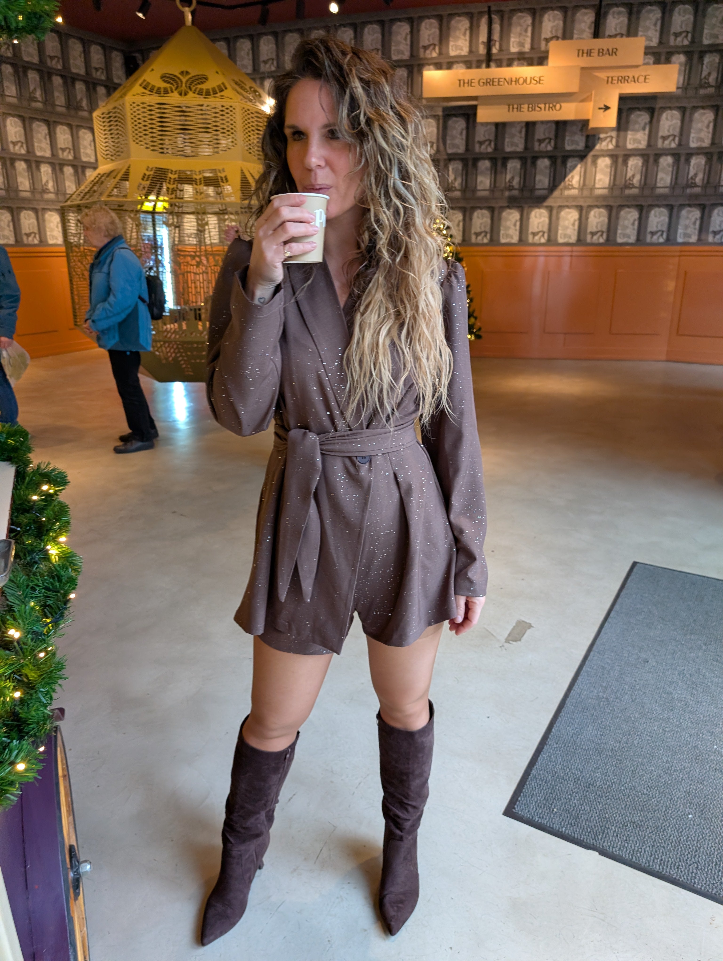 Glamoureuze Bruine Glitter Playsuit