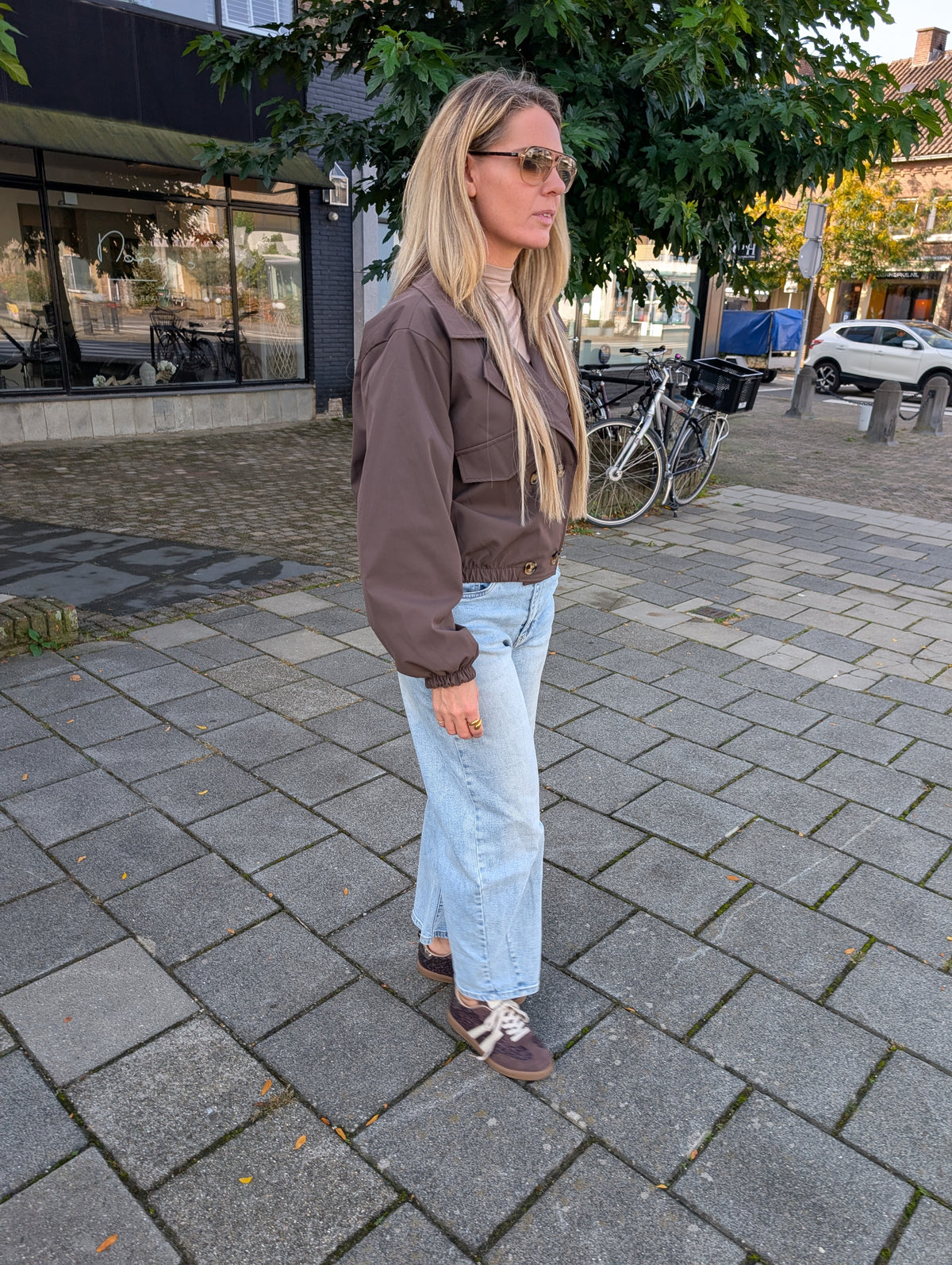Cropped Trench Blazer Jasje – bruin