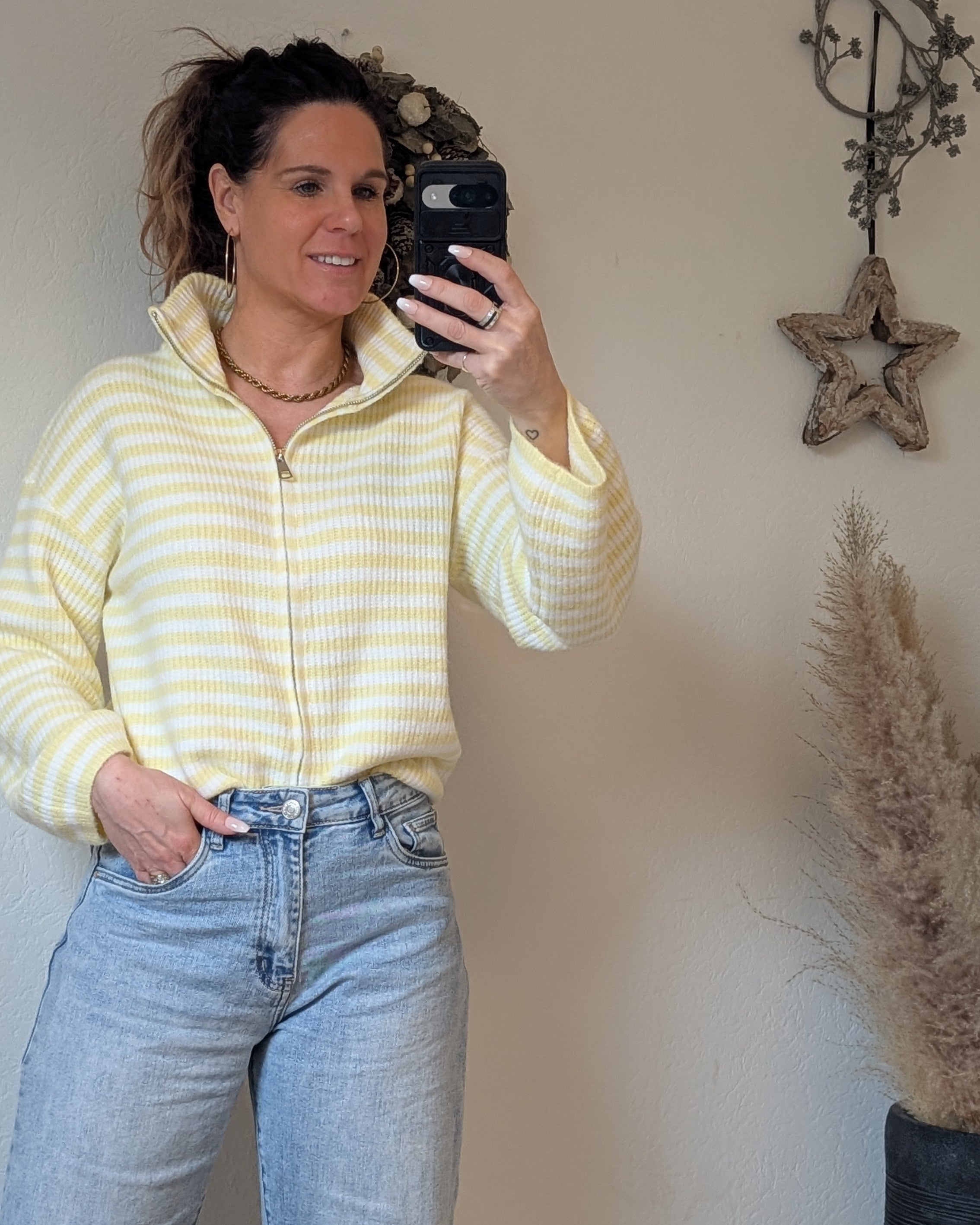 Geel Wit Gestreept Dames Vest