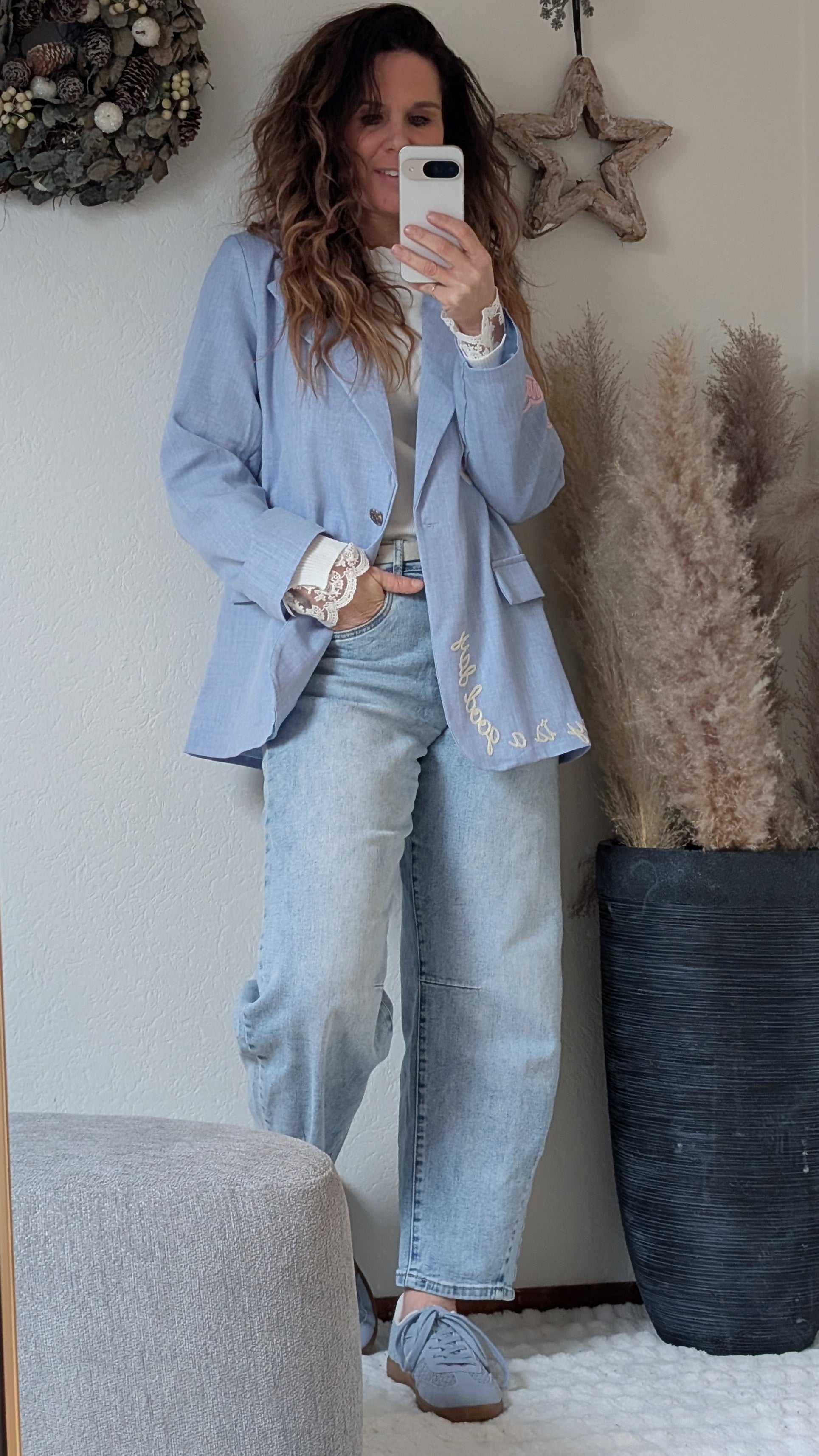Trendy Oversized Blauwe Dames Blazer