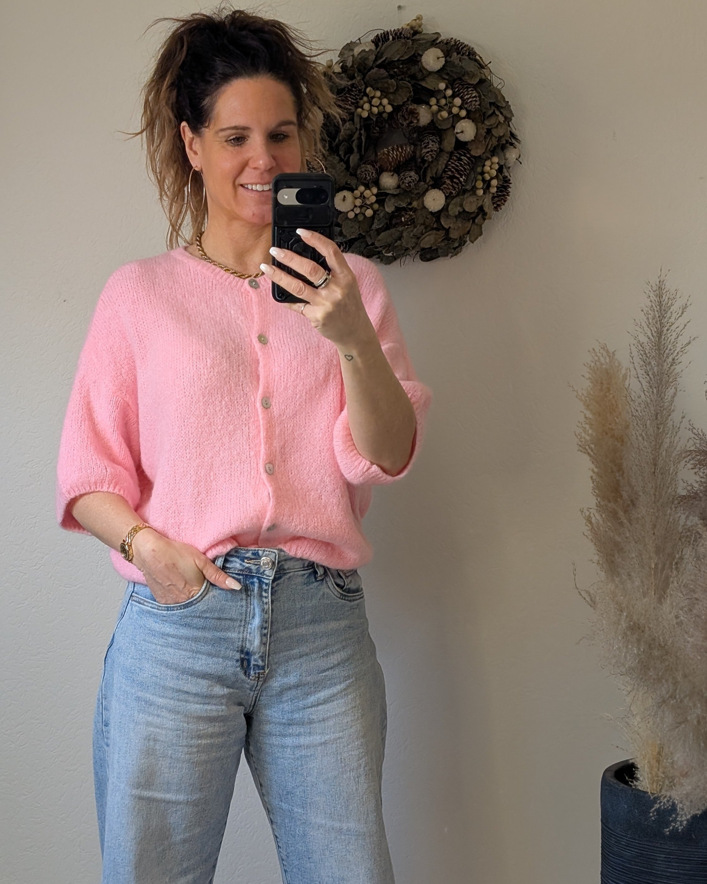 Roze Gebreid Vest