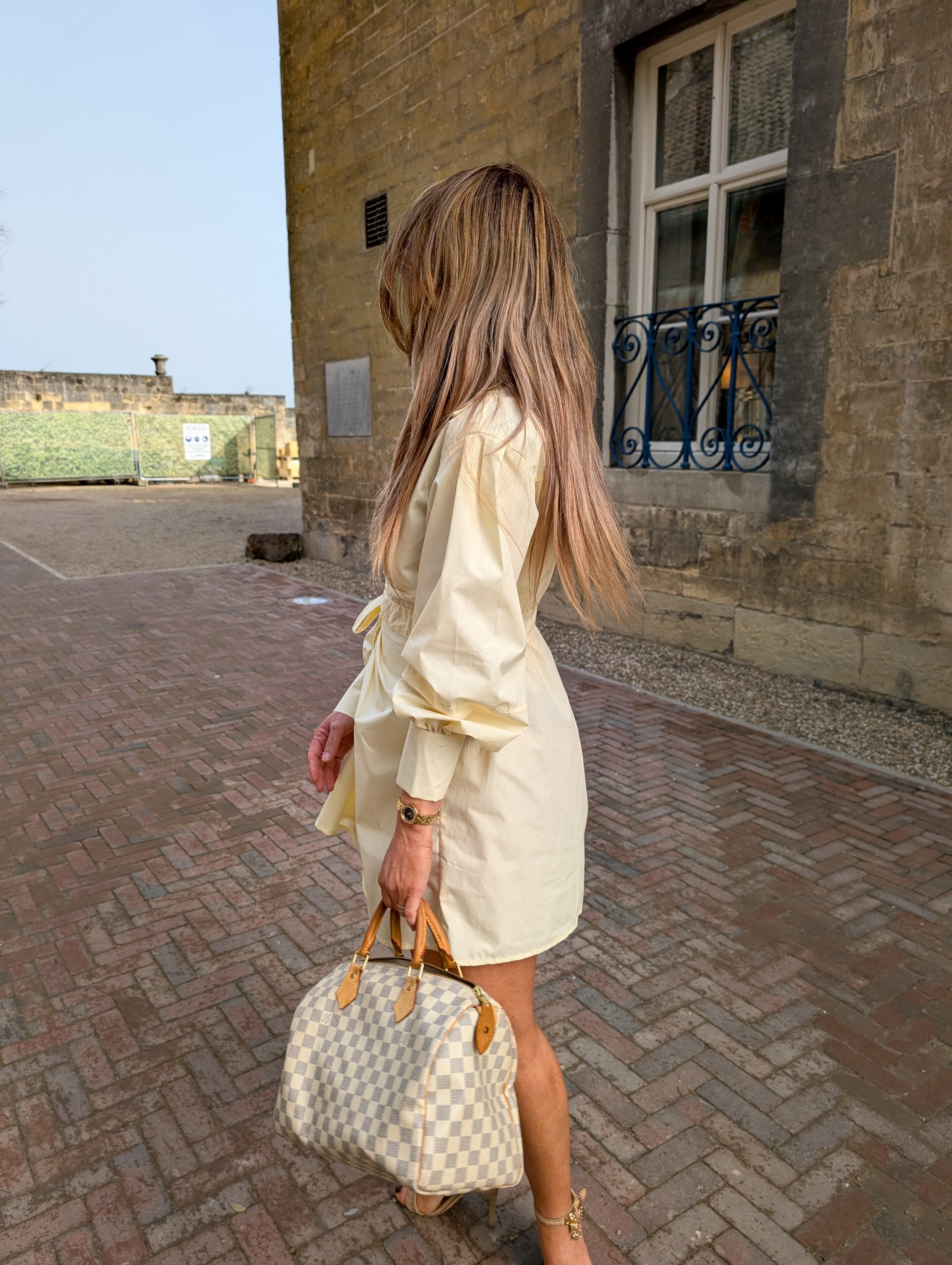 Zacht Gele Jurk met Strik Ceintuur