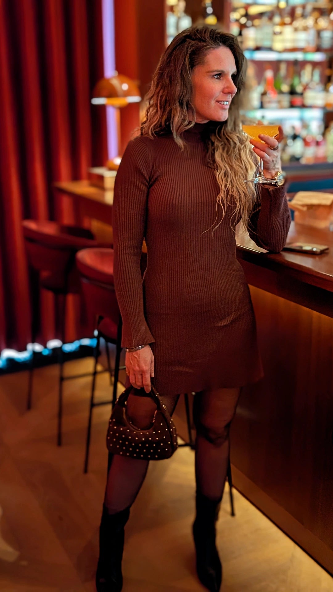 Gebreide Bruine Jurk