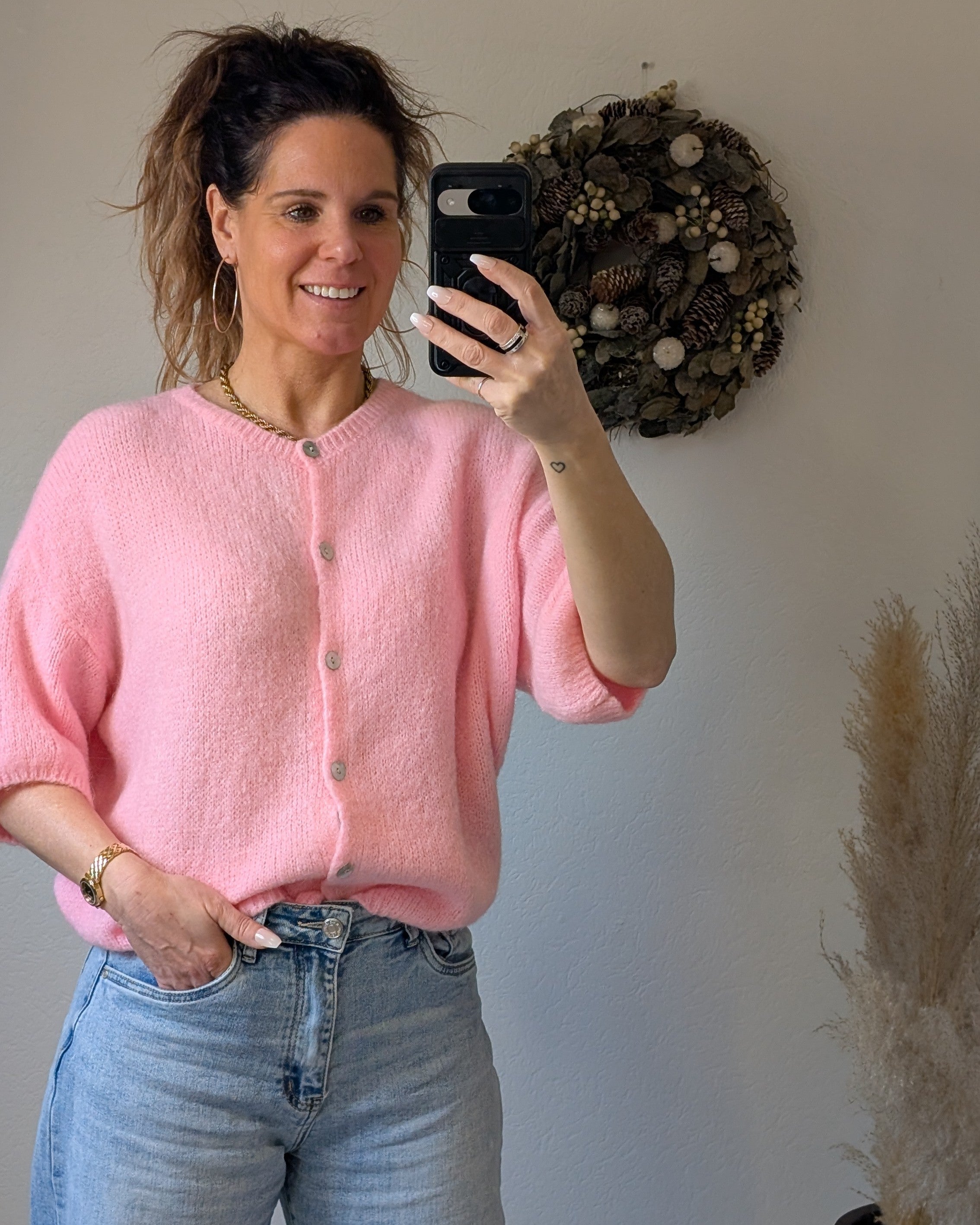 Roze Gebreid Vest