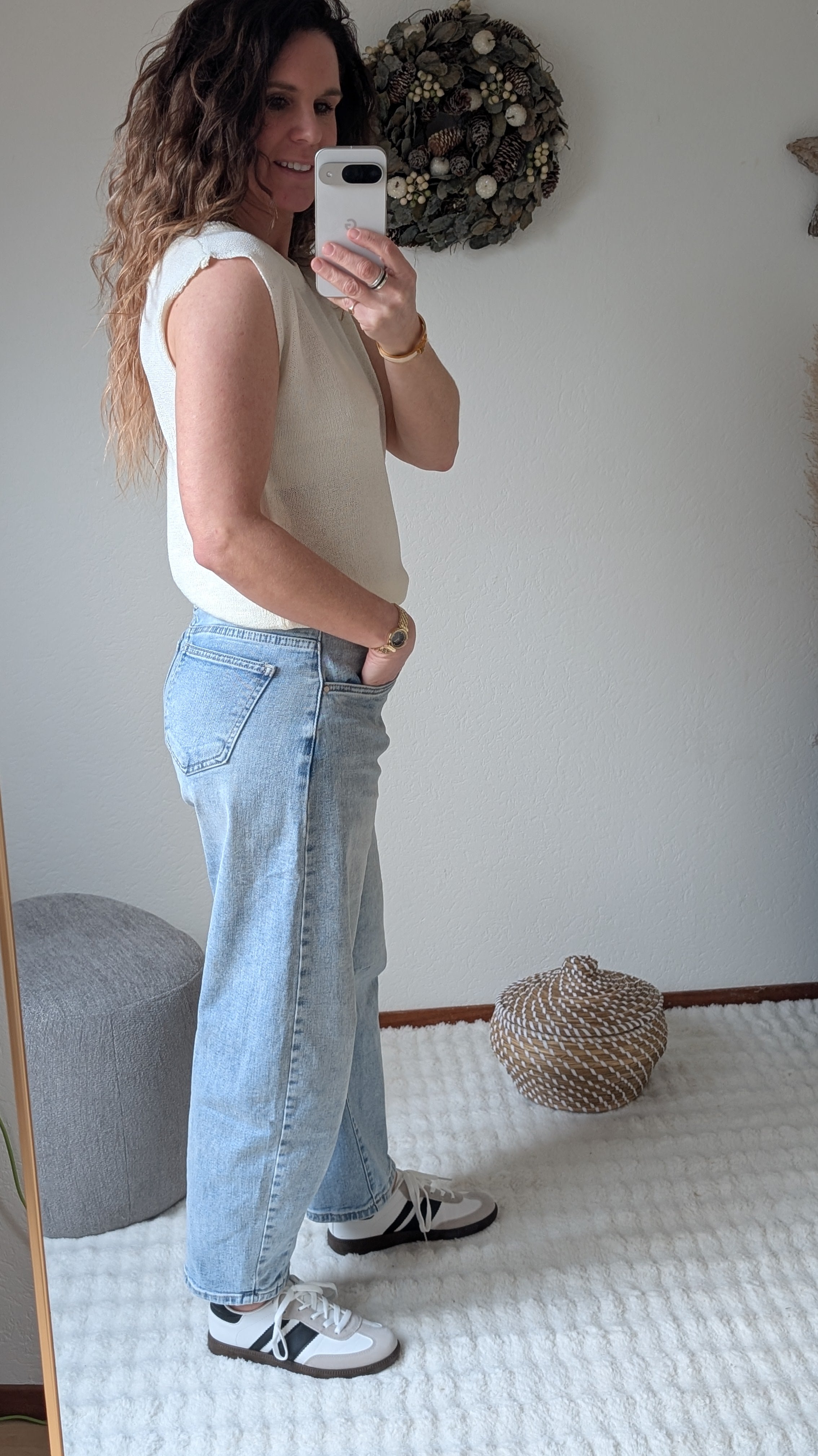 Elisa creme mouwloze knit top