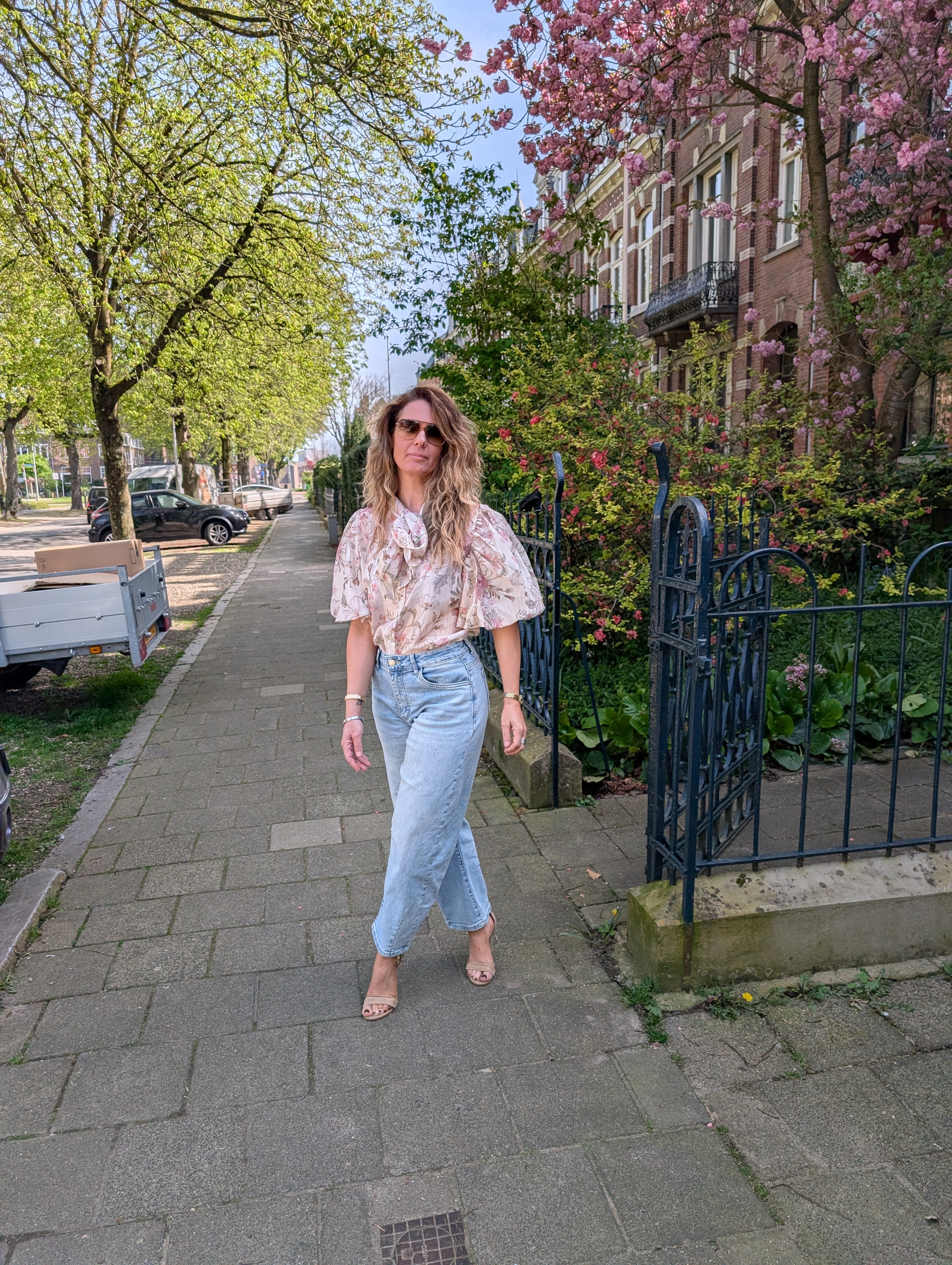 Romantic Floral Bow Blouse