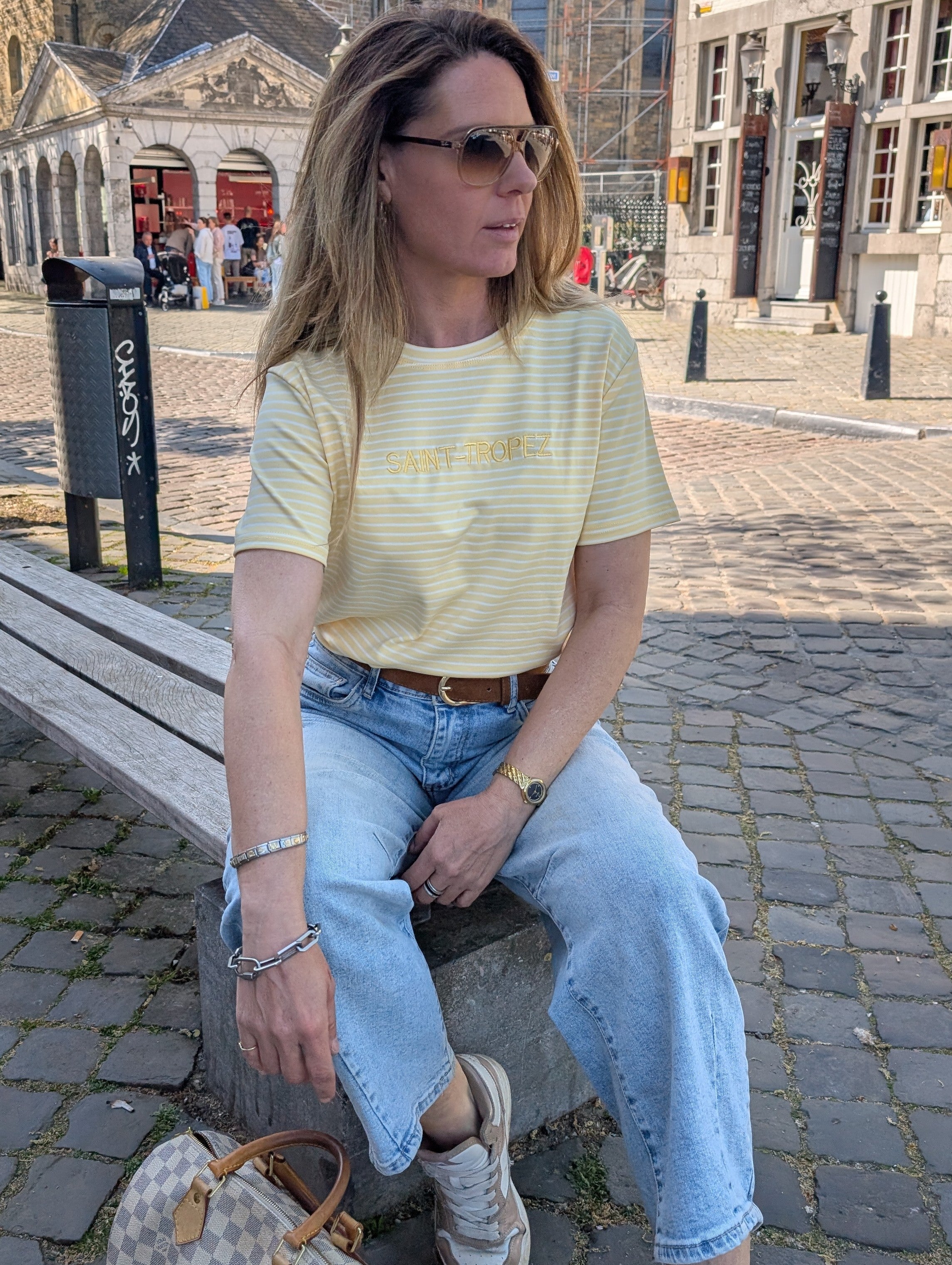 Gestreept shirt met "Saint-Tropez" borduursel
