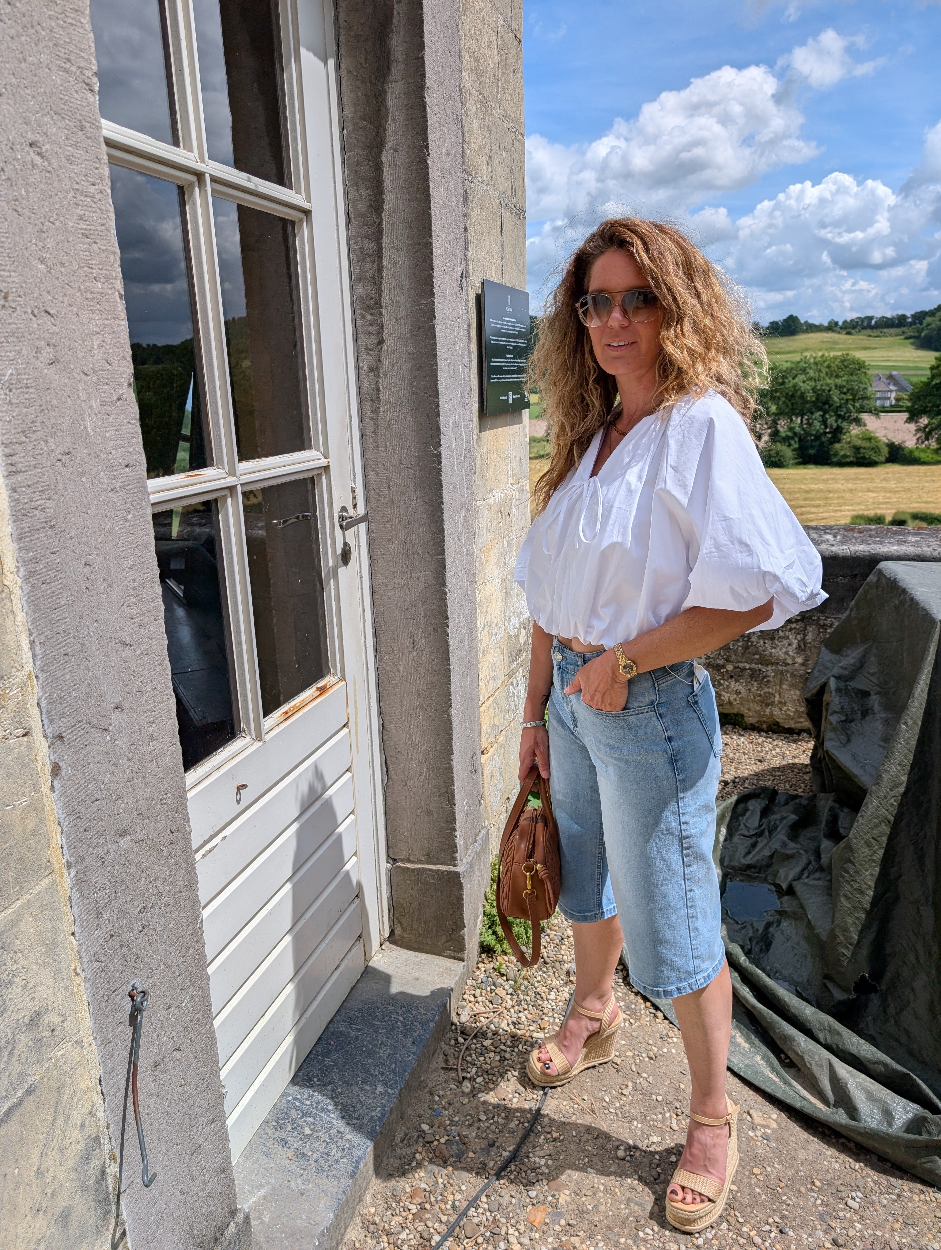Witte ballon Crob - Top - Blouse met pofmouwen en strikdetail