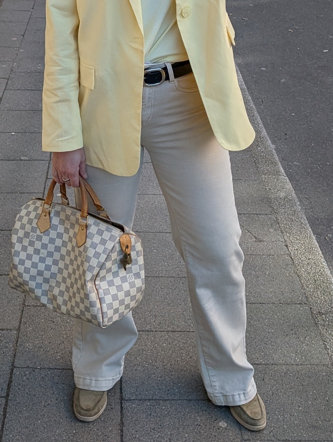 Beige High Waist Jeans Rechte Pijp