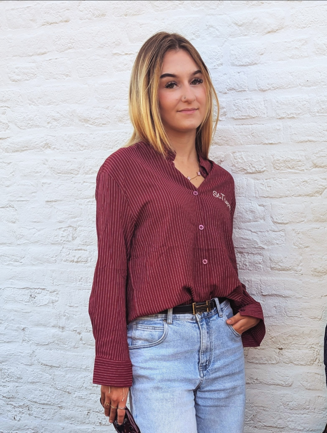 Gestreepte Blouse St. Tropez - Bordeauxrood/Wit