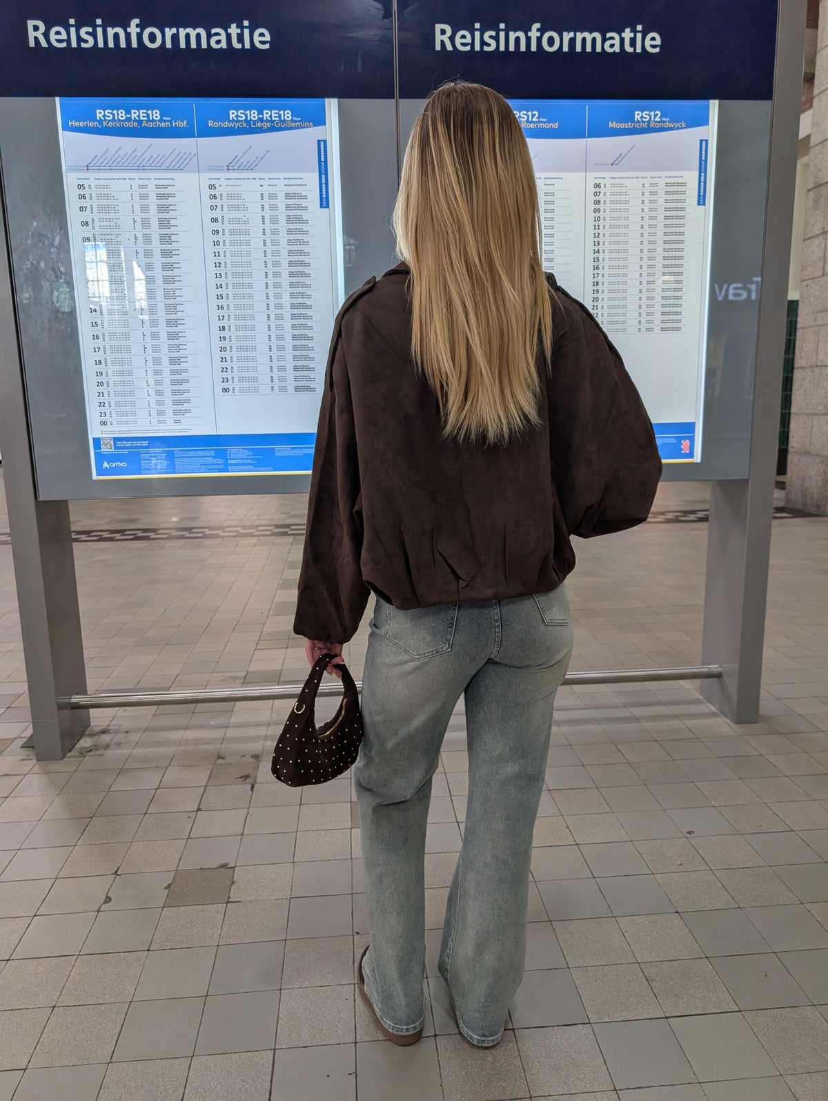 Oversized Suèdine Bomber Jasje – Donkerbruin