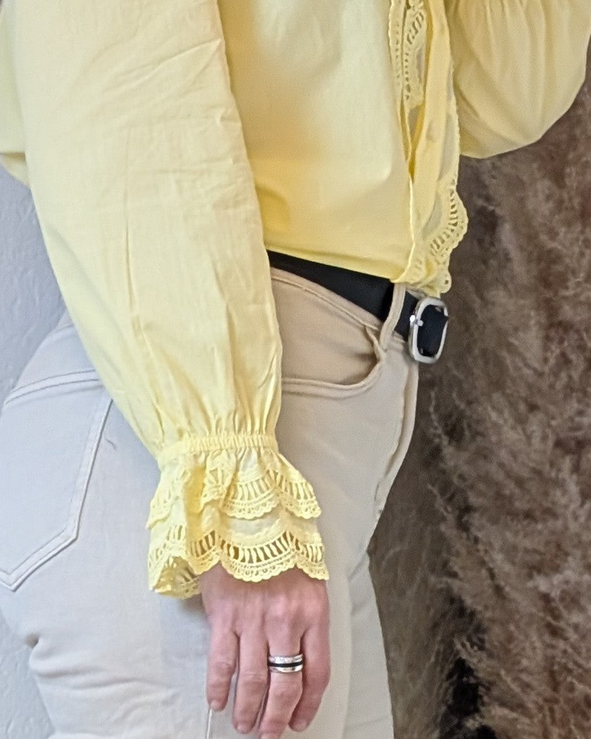 Gele Dames Blouse Met Kant