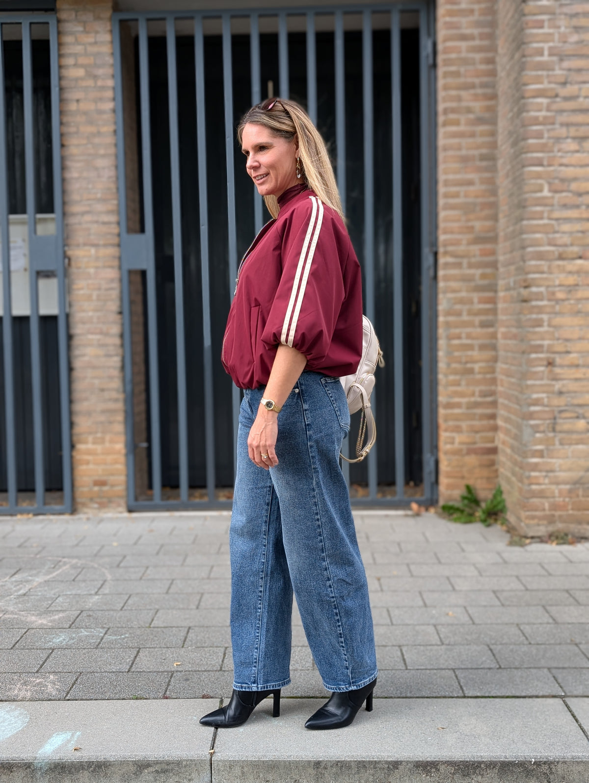Oversized Short Sleeve Track Jacket – Burgundy
