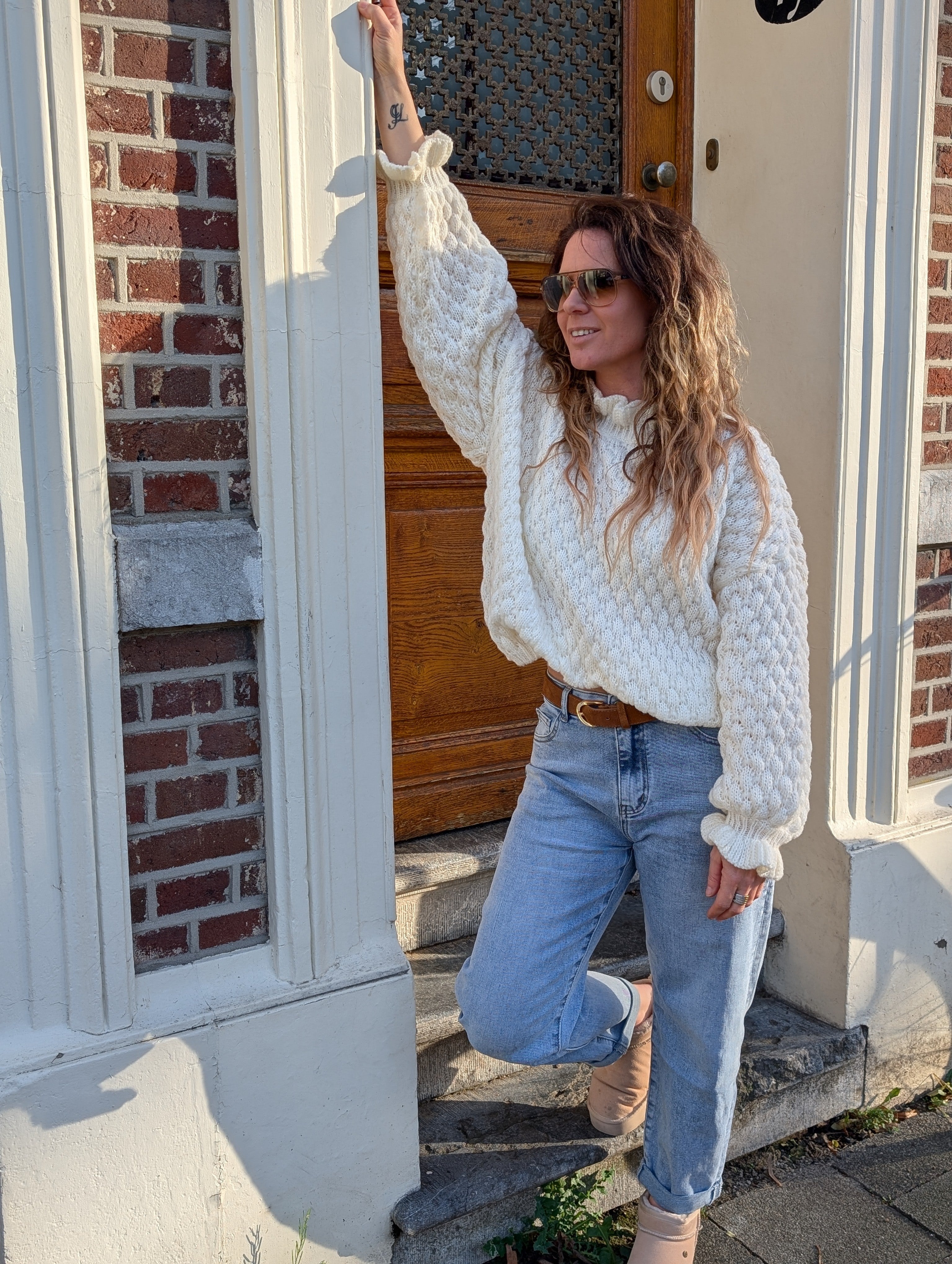 Gebreide trui met ruffles