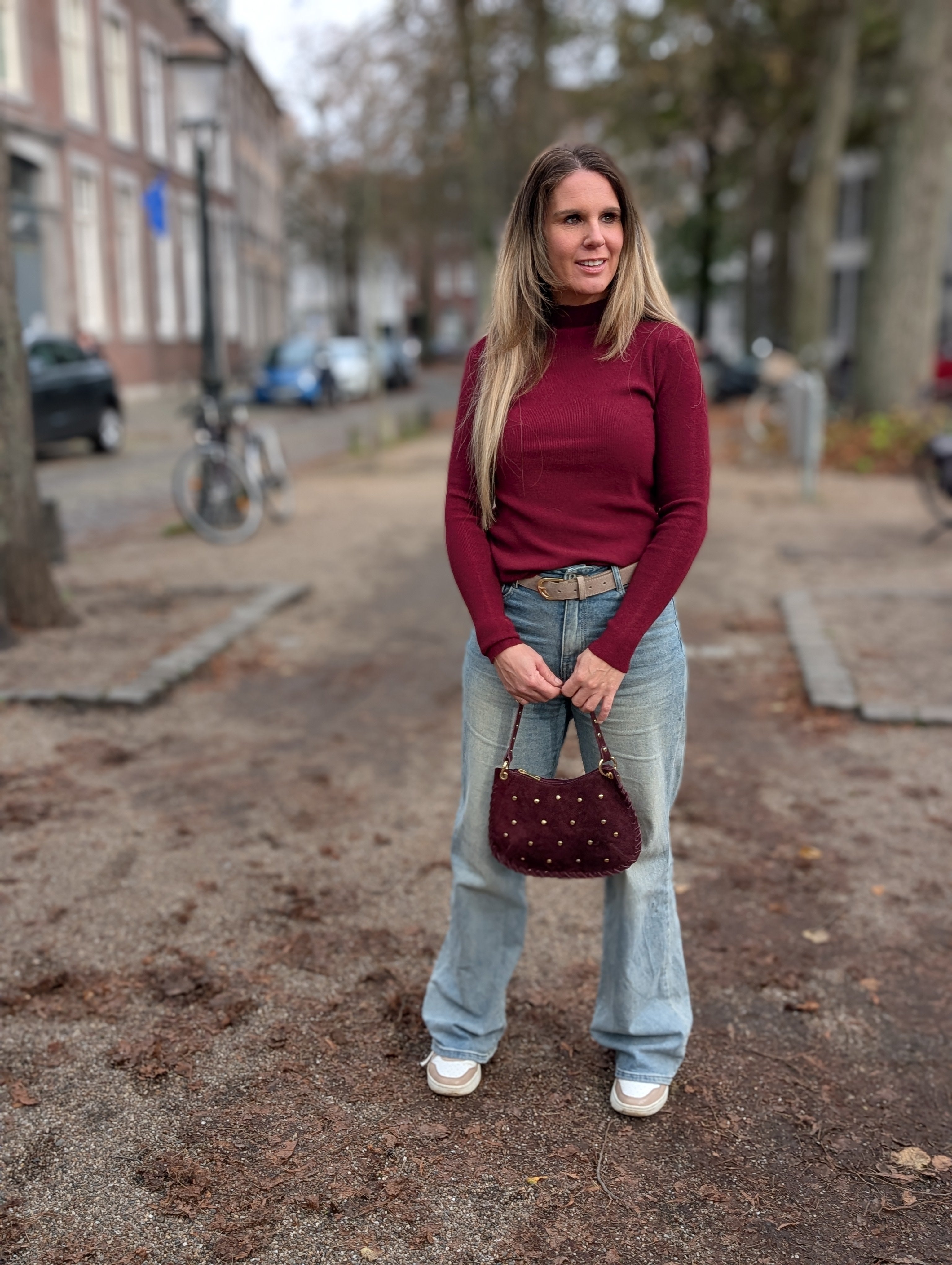 Basic turtle nek trui bordeaux