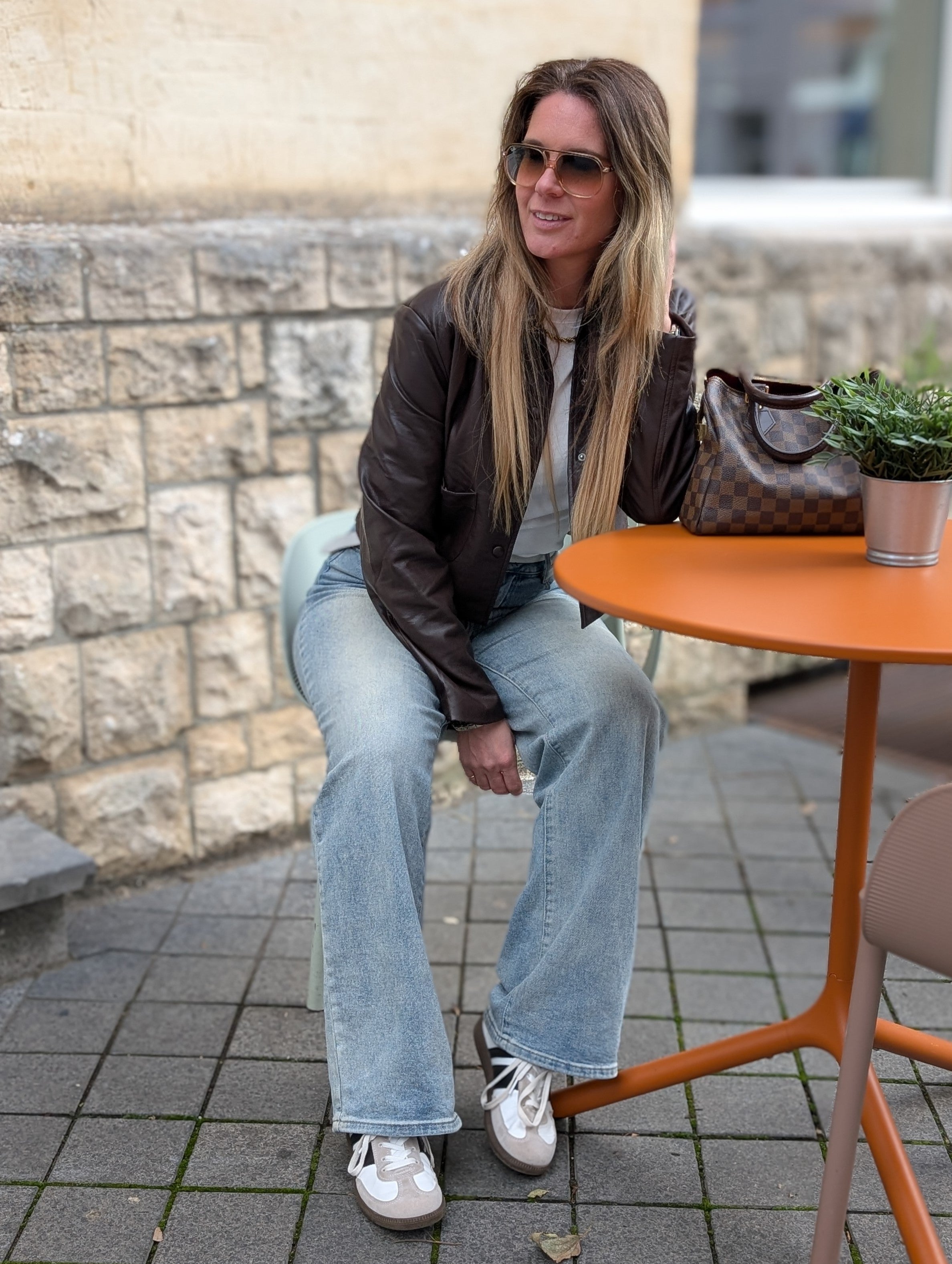 Leather look crob jacket
