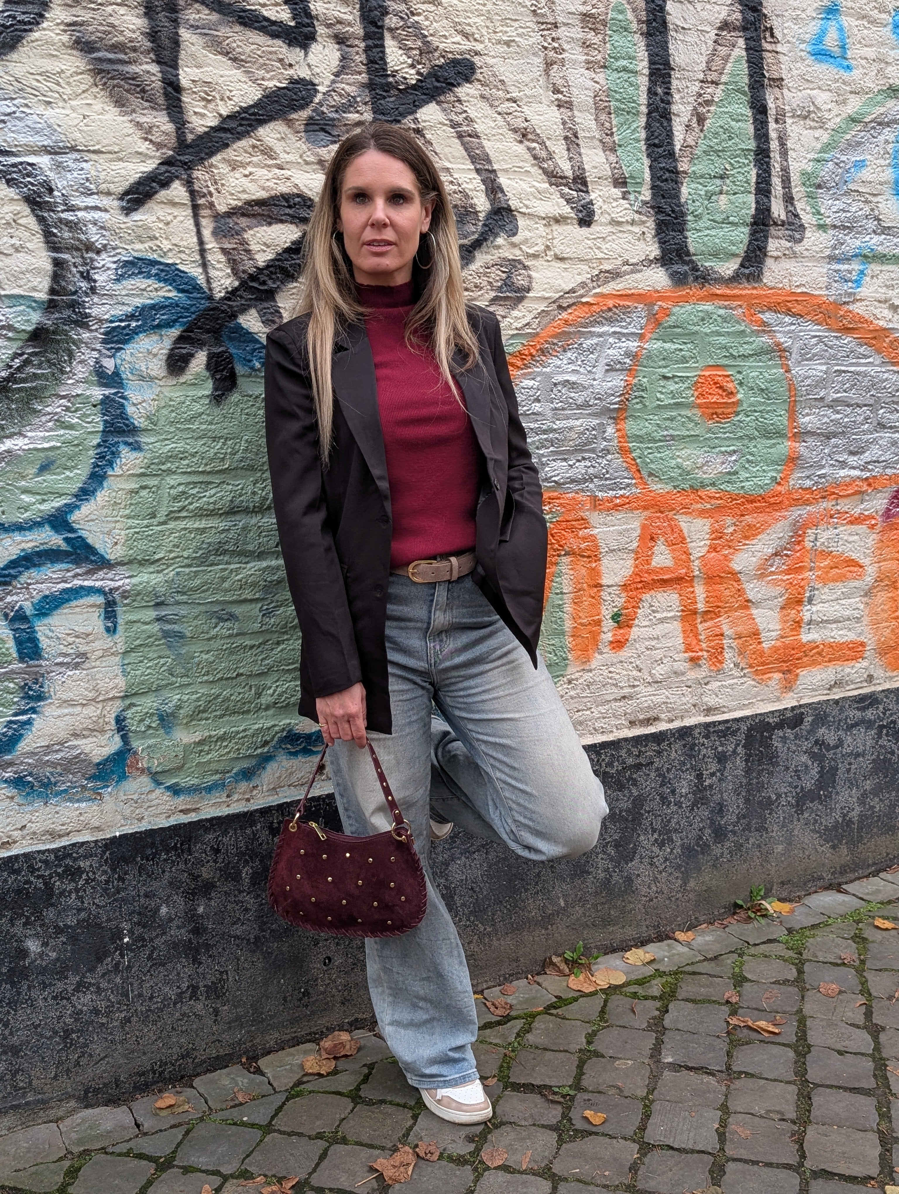 Basic turtle nek trui bordeaux