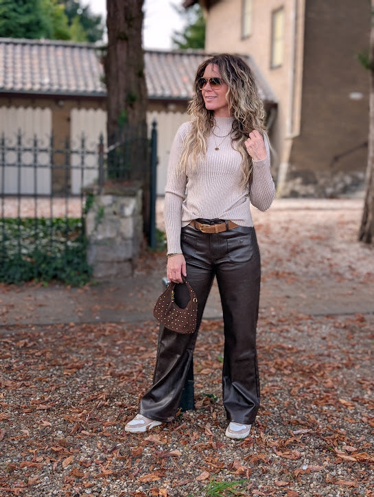 Basic rip trui beige