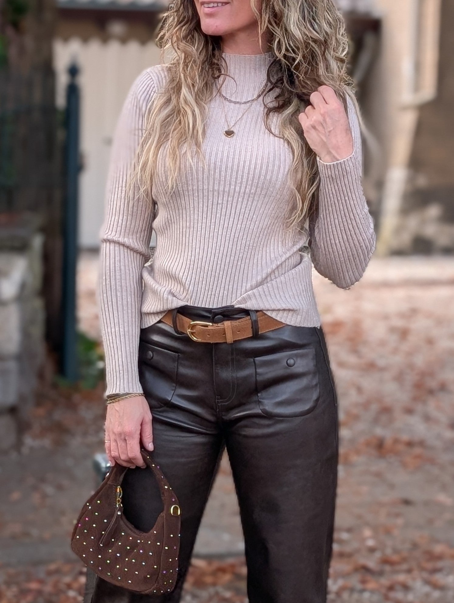 Basic rip trui beige