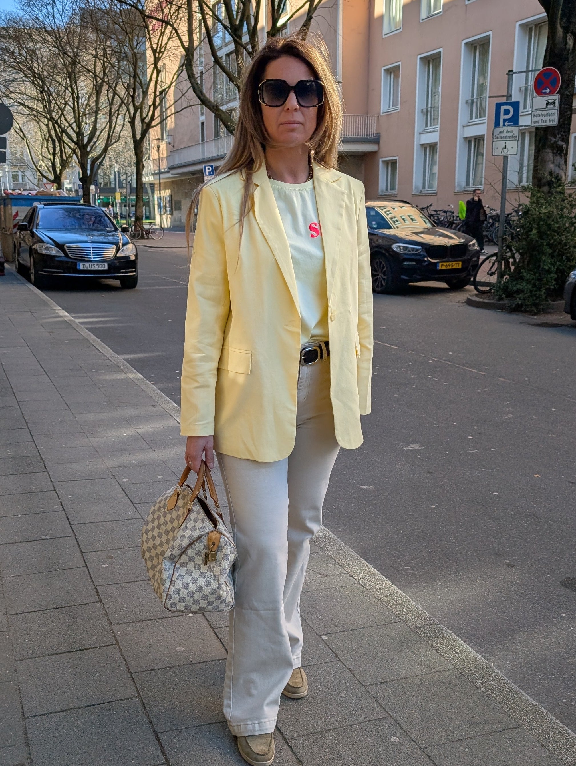 Beige High Waist Jeans Rechte Pijp