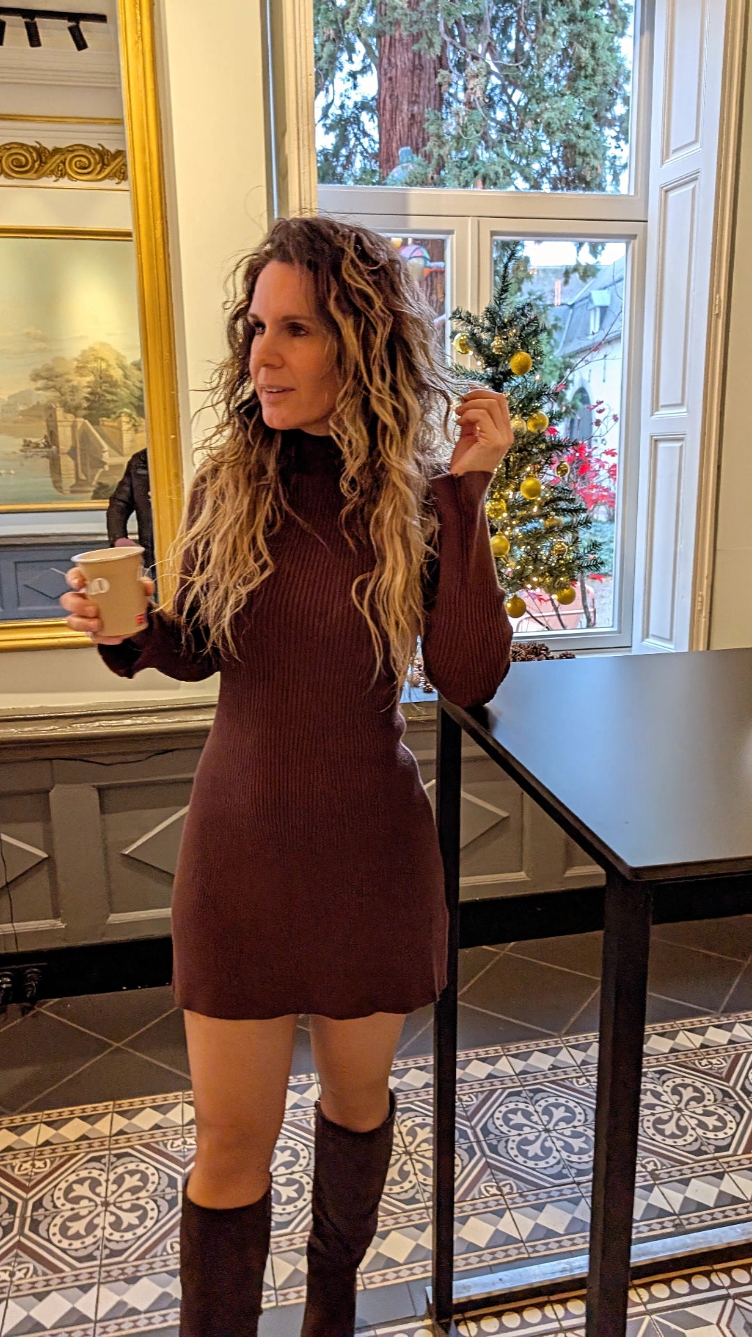 Gebreide Bruine Jurk