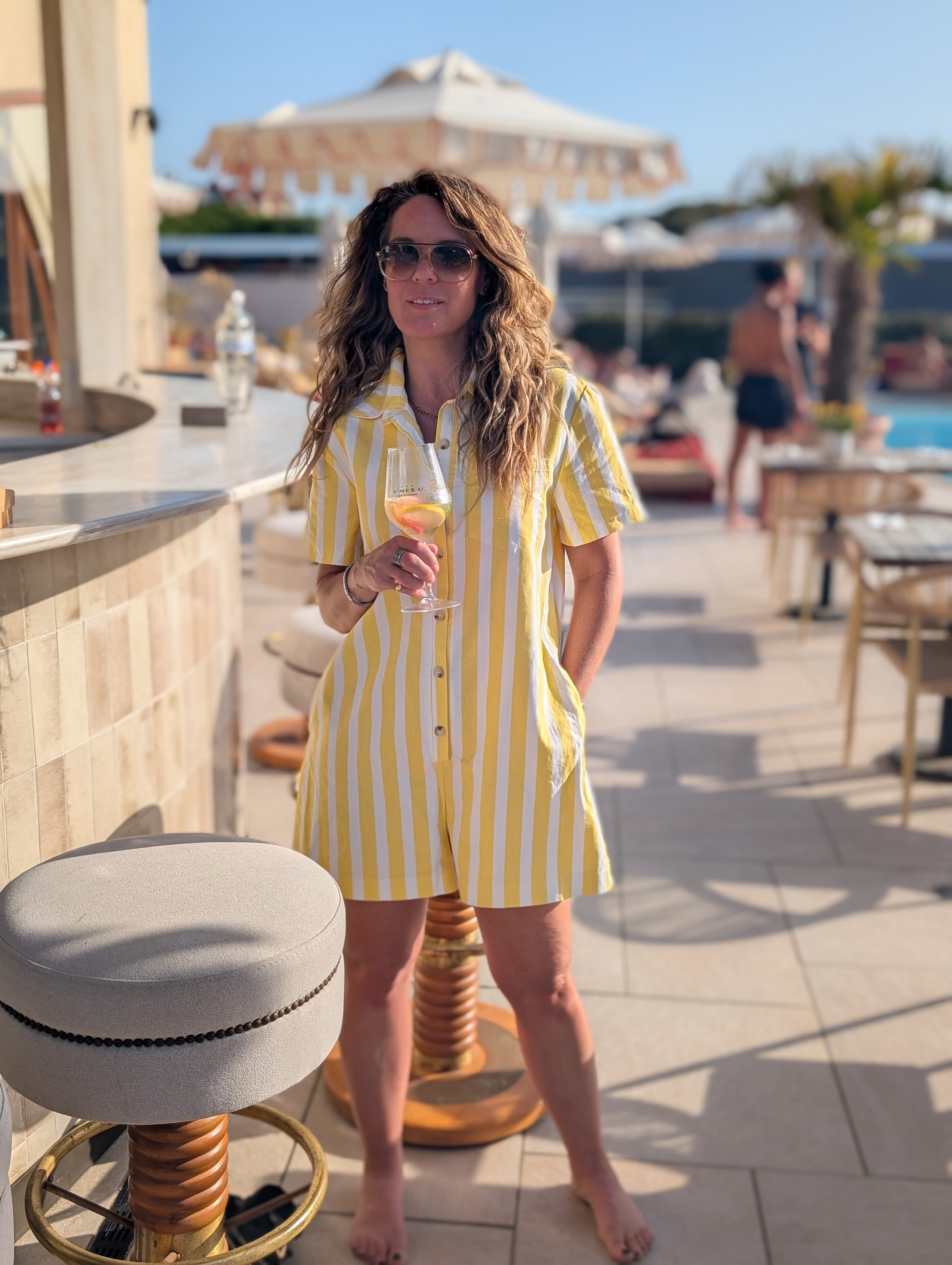 Geel / Wit gestreepte playsuit