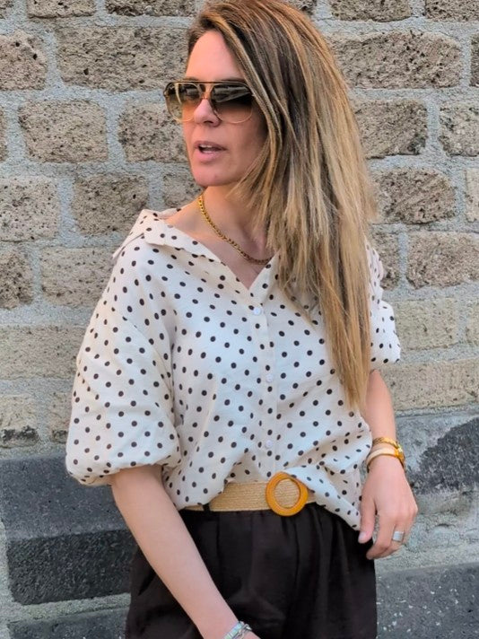 Gepofte Polka Dot Blouse