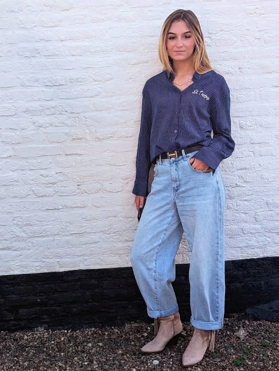 Gestreepte Blouse St. Tropez - Donkerblauw/Wit