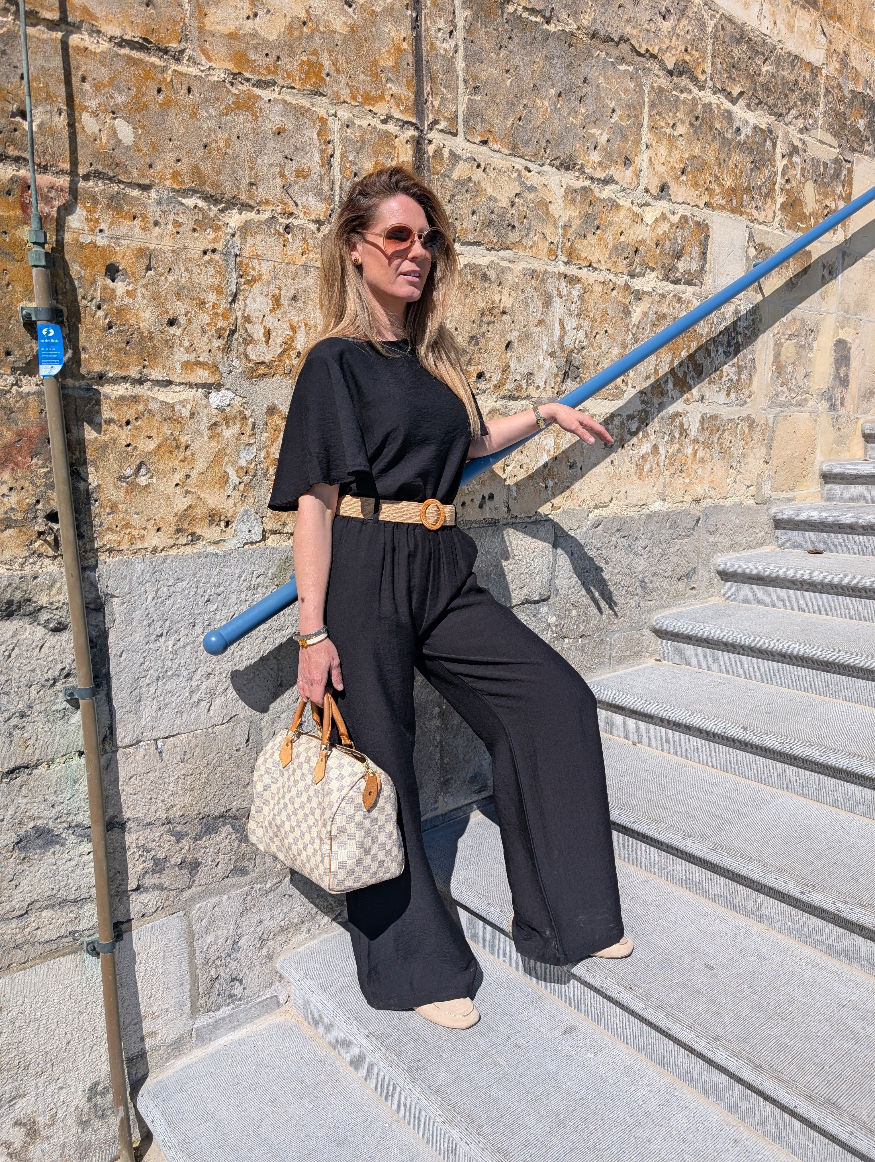 Zwarte Blouse Top - Satijn-look - Korte Mou
