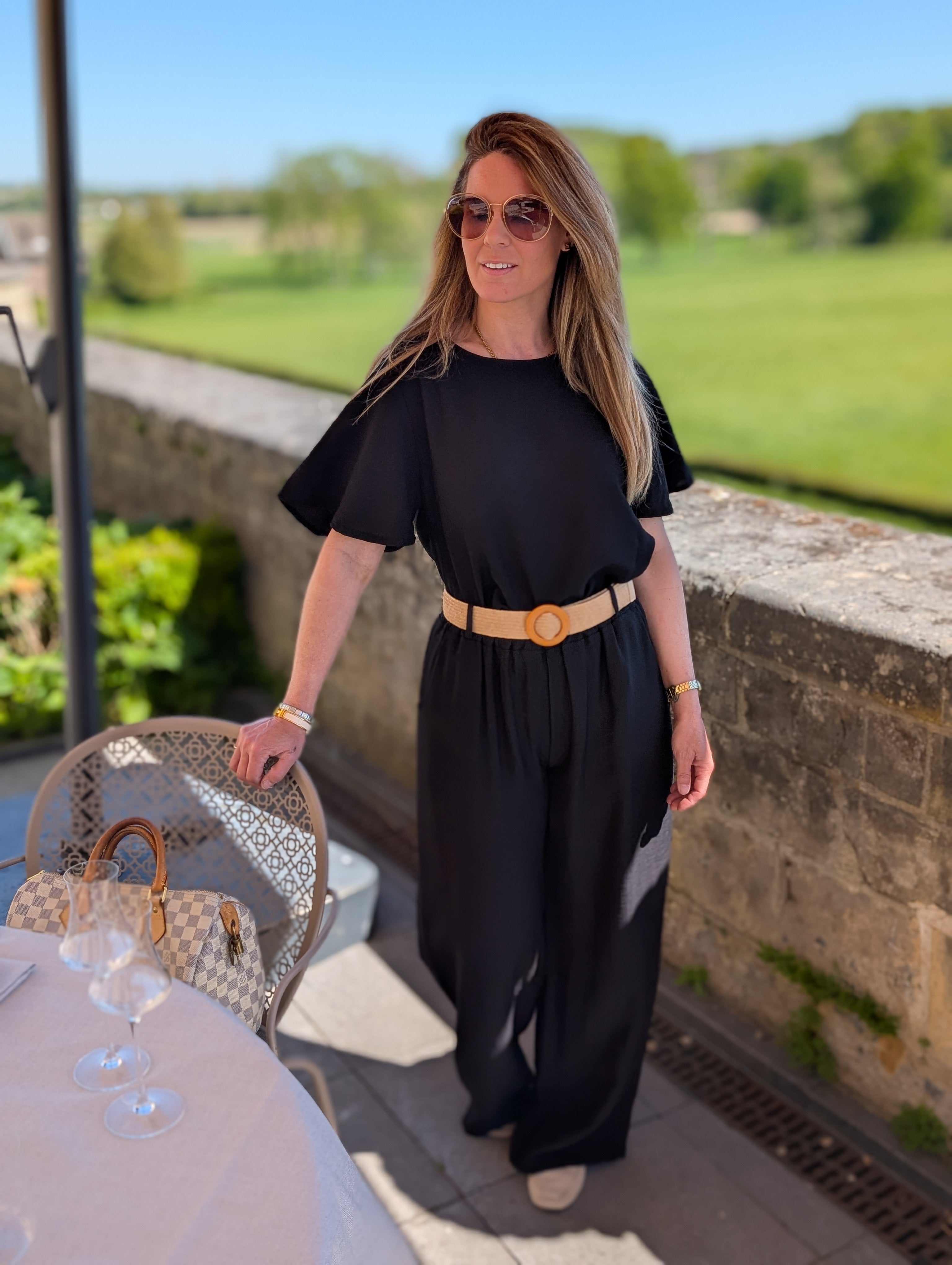 Zwarte Blouse Top - Satijn-look - Korte Mou