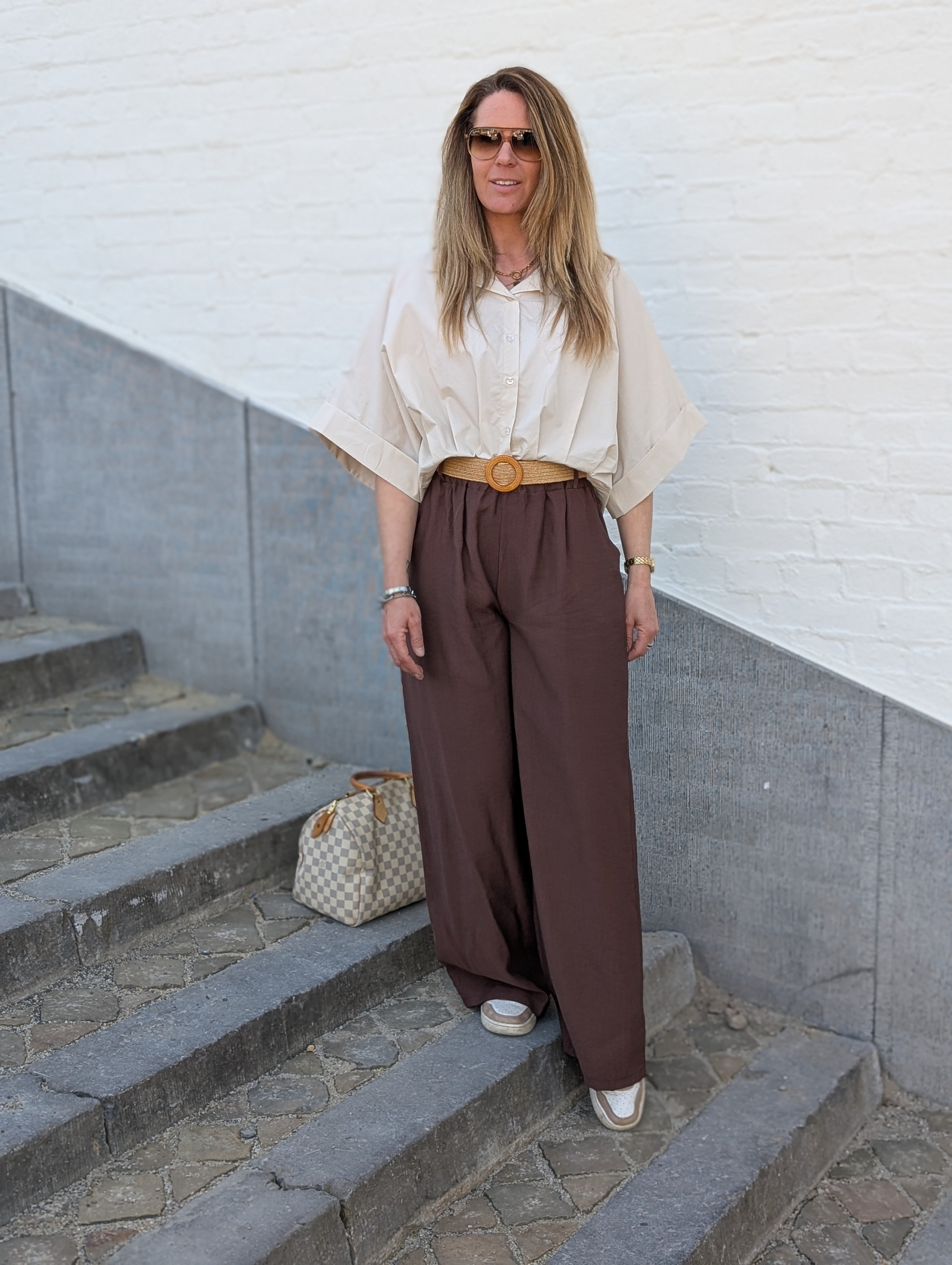 Linnen-Look Wijde Pijpen Broek
