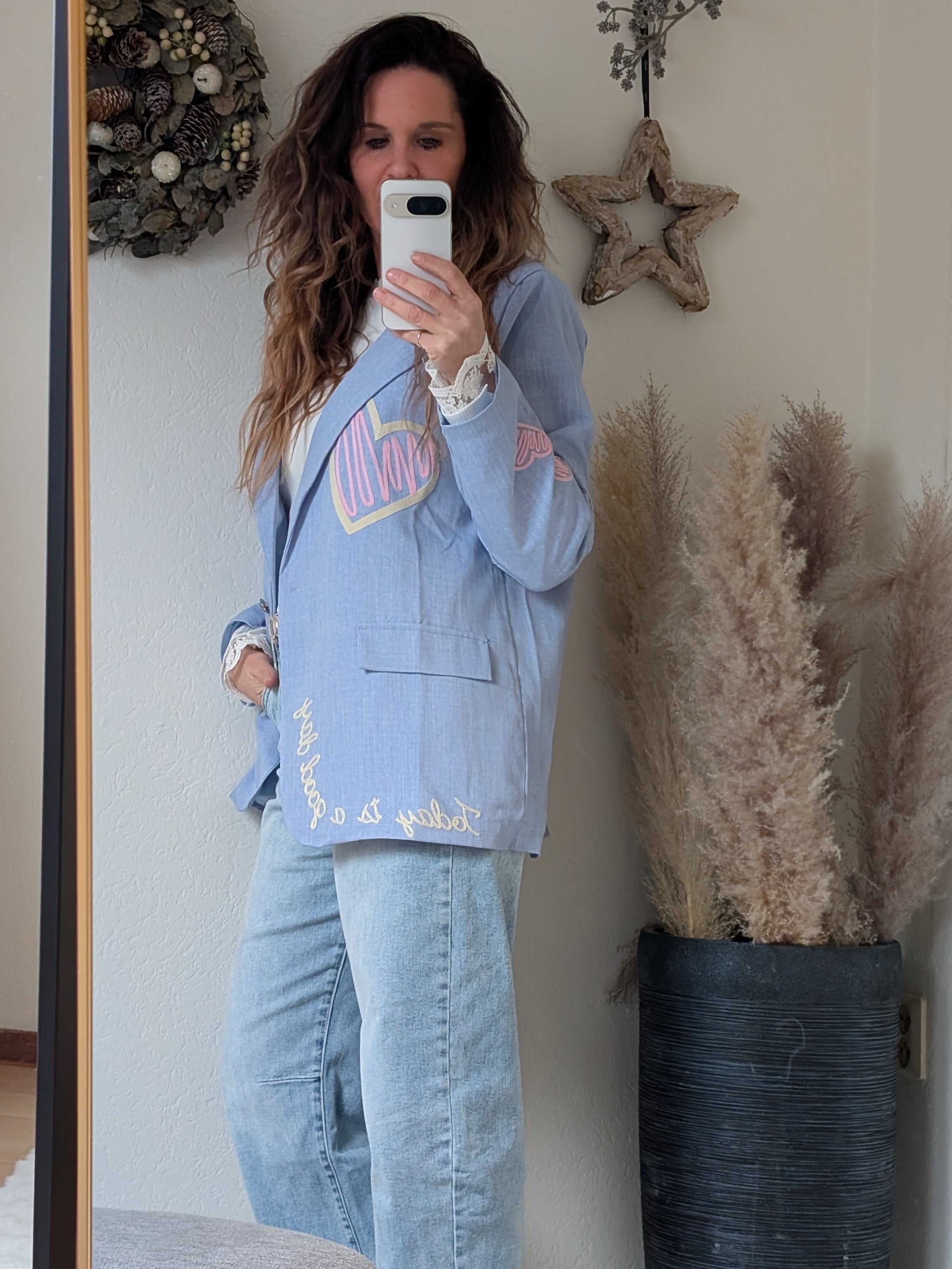 Trendy Oversized Blauwe Dames Blazer