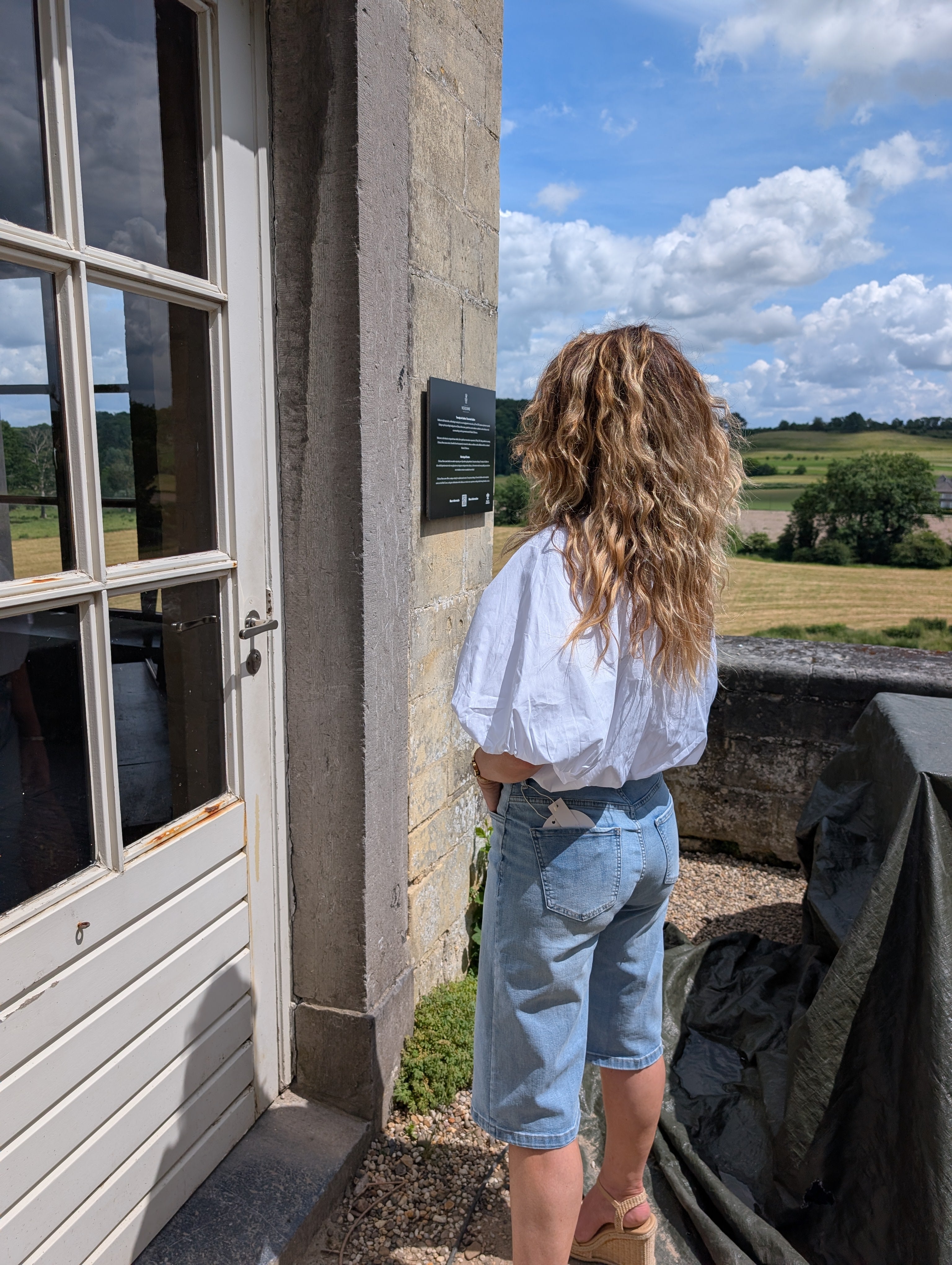 Witte ballon Crob - Top -  Blouse met pofmouwen en strikdetail