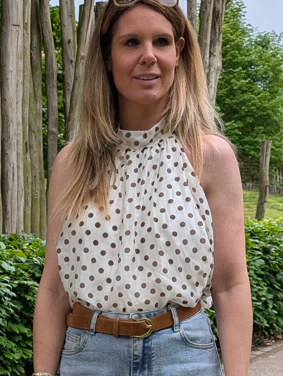 Polka Dot Halter Top - Bubble Hem