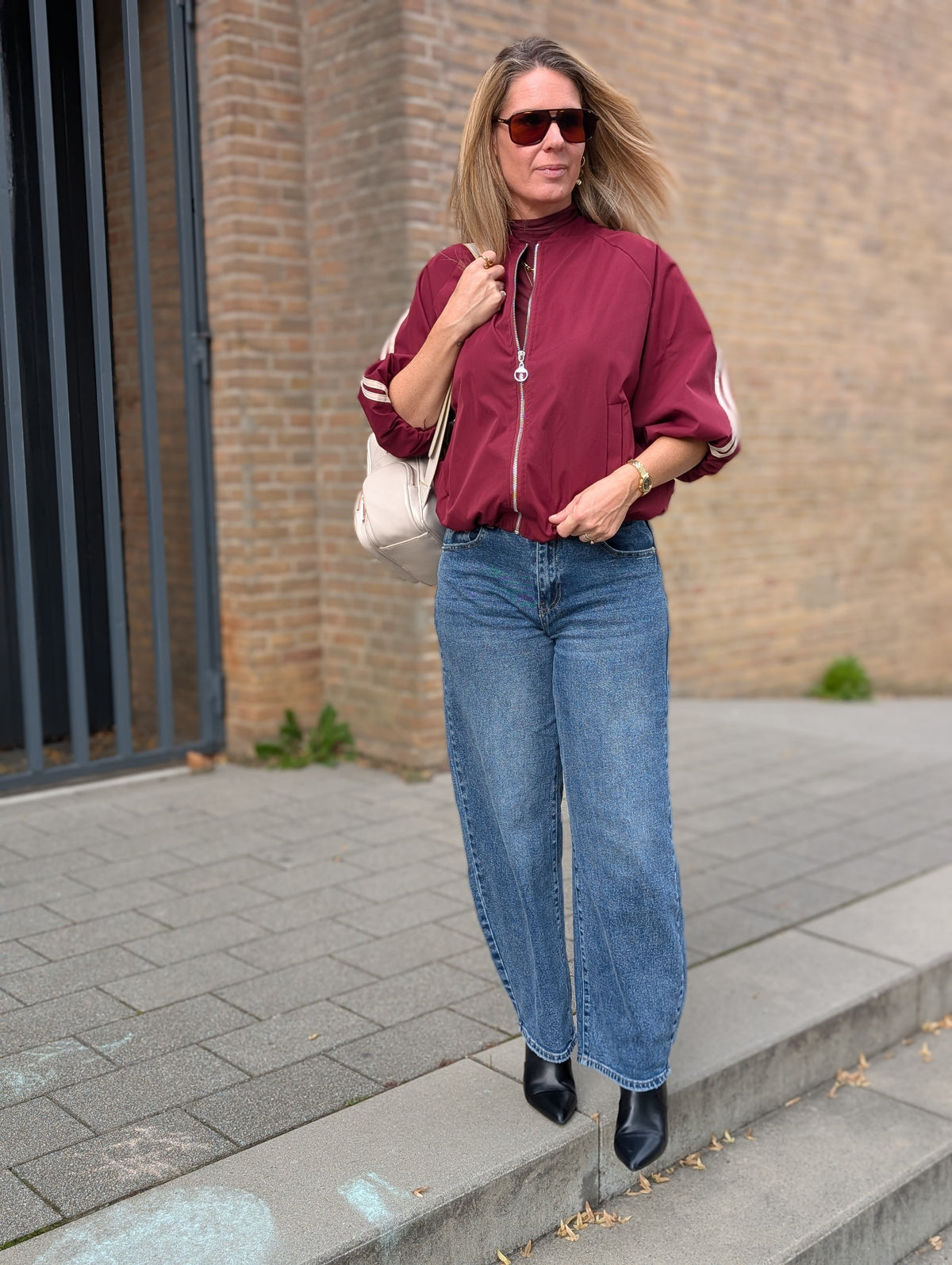 Oversized Short Sleeve Track Jacket – Burgundy