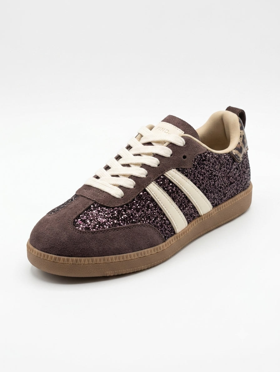 Wine Sparkle Sneakers – Glitter & Luipaard Details