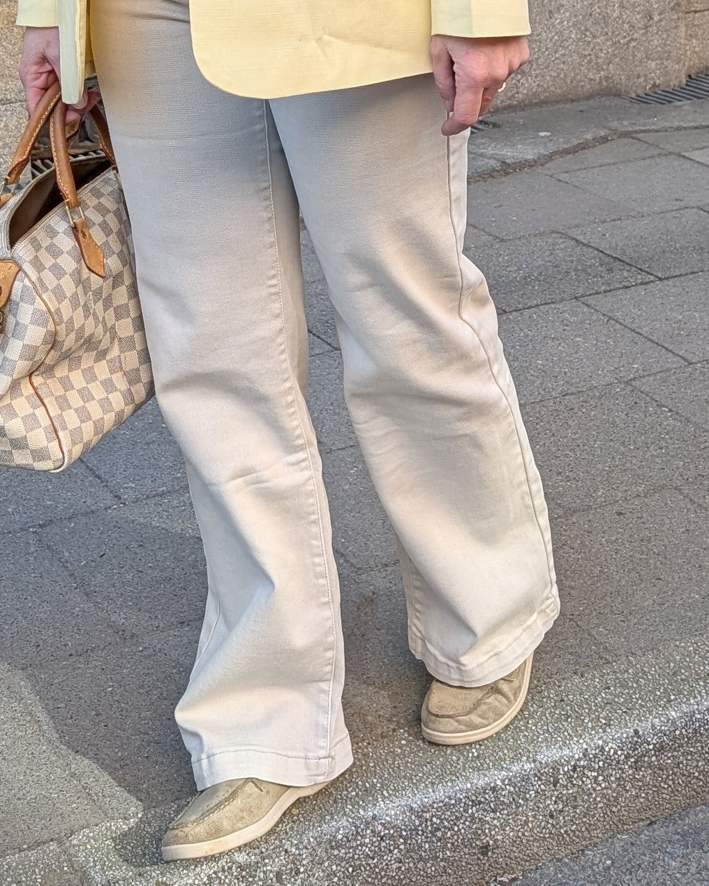 Beige High Waist Jeans Rechte Pijp